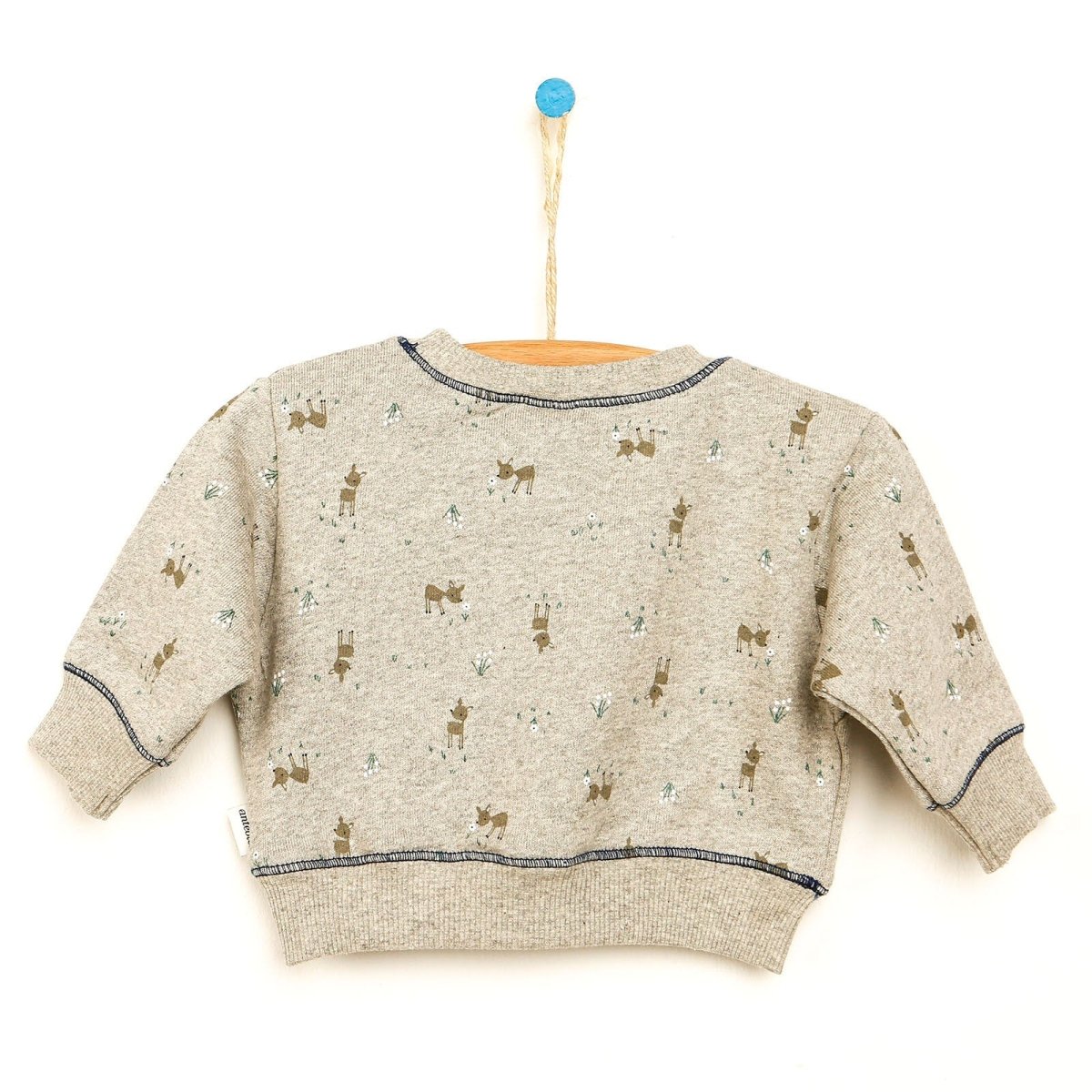 Antebies Newborn Deer Organic Sweatshirt - Grey - ebebek - Black Friday
