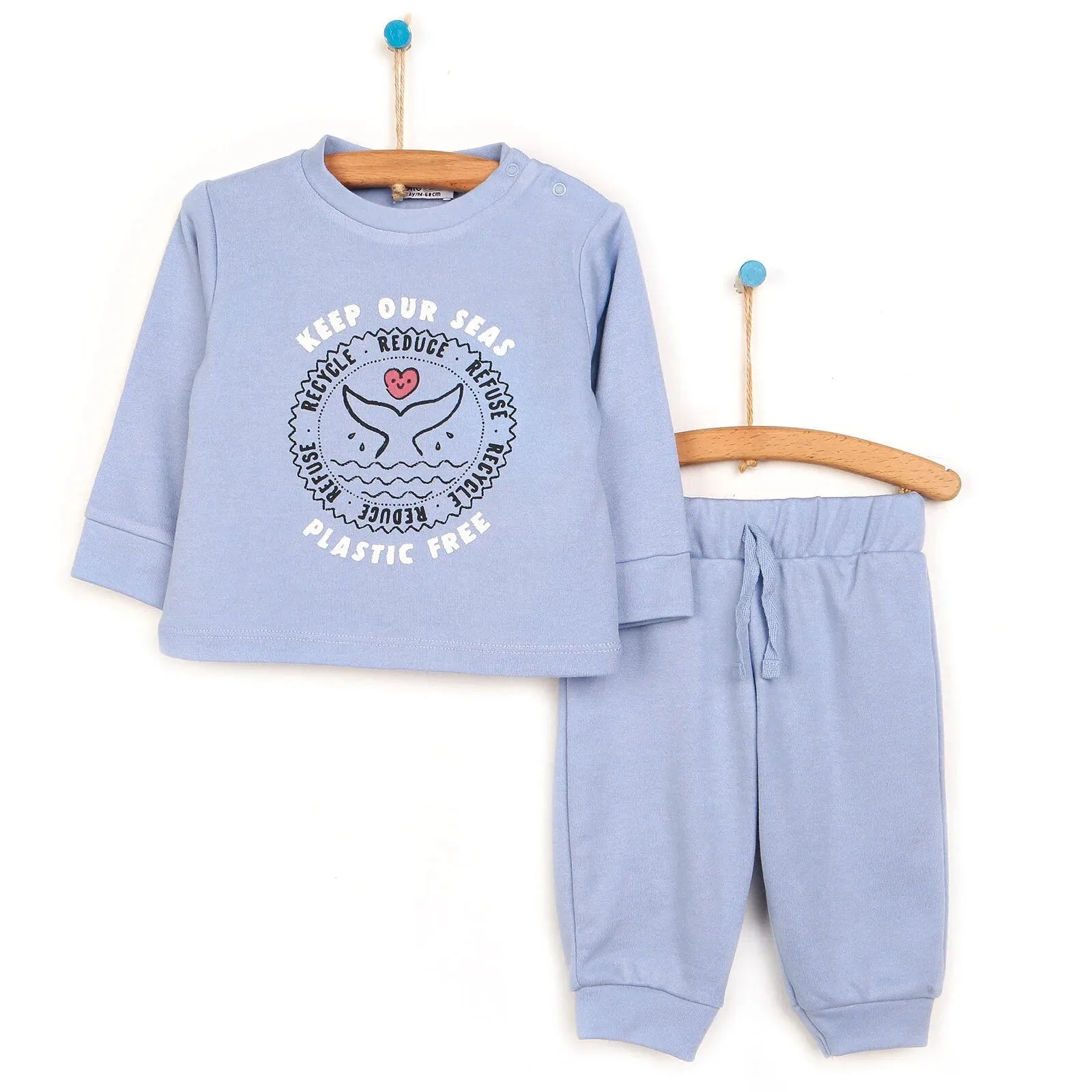 HelloBaby Basic Printed Baby Tracksuit - Blue - ebebek - Black Friday