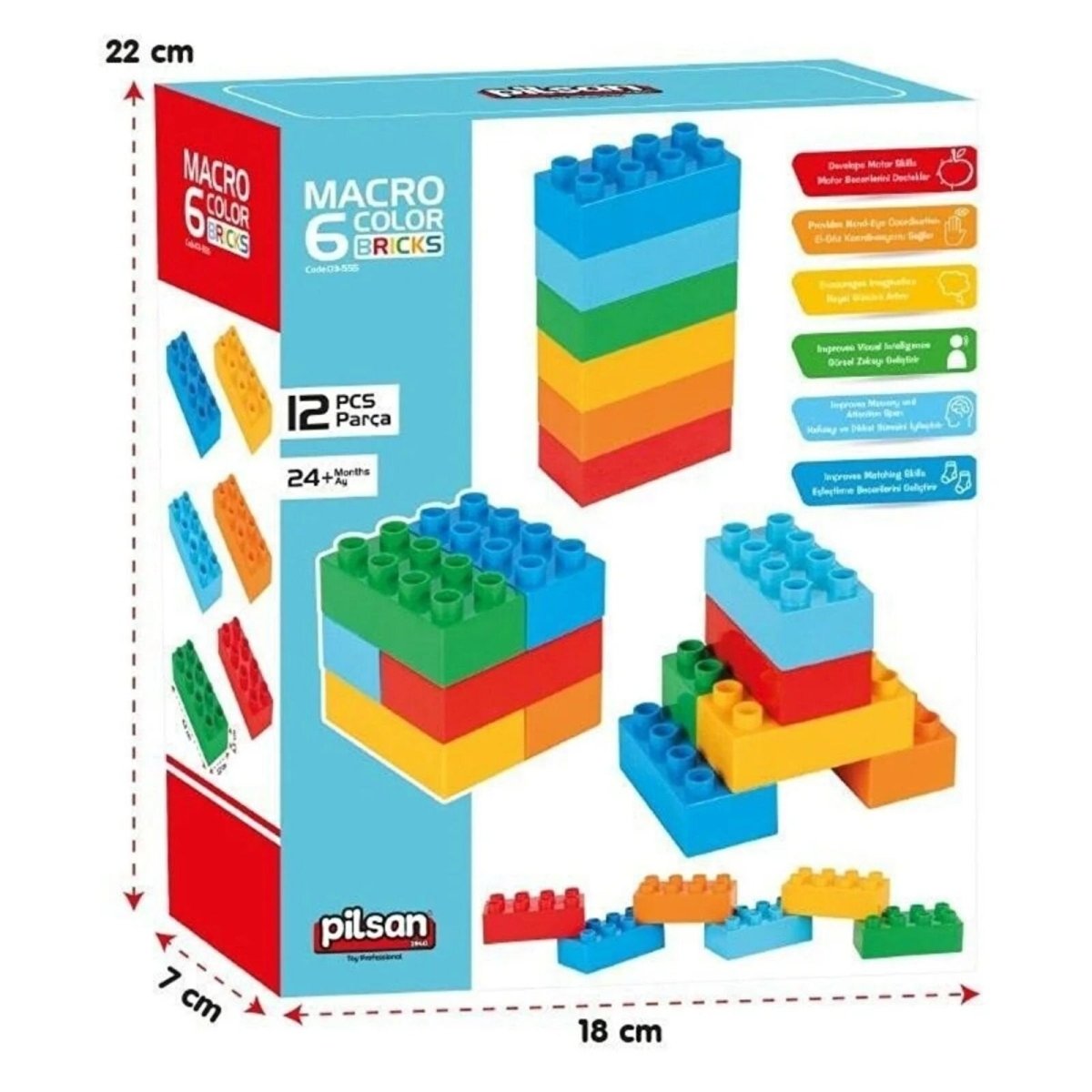 Pilsan Macro 6 Colored Brick Blocks - ebebek - Black Friday