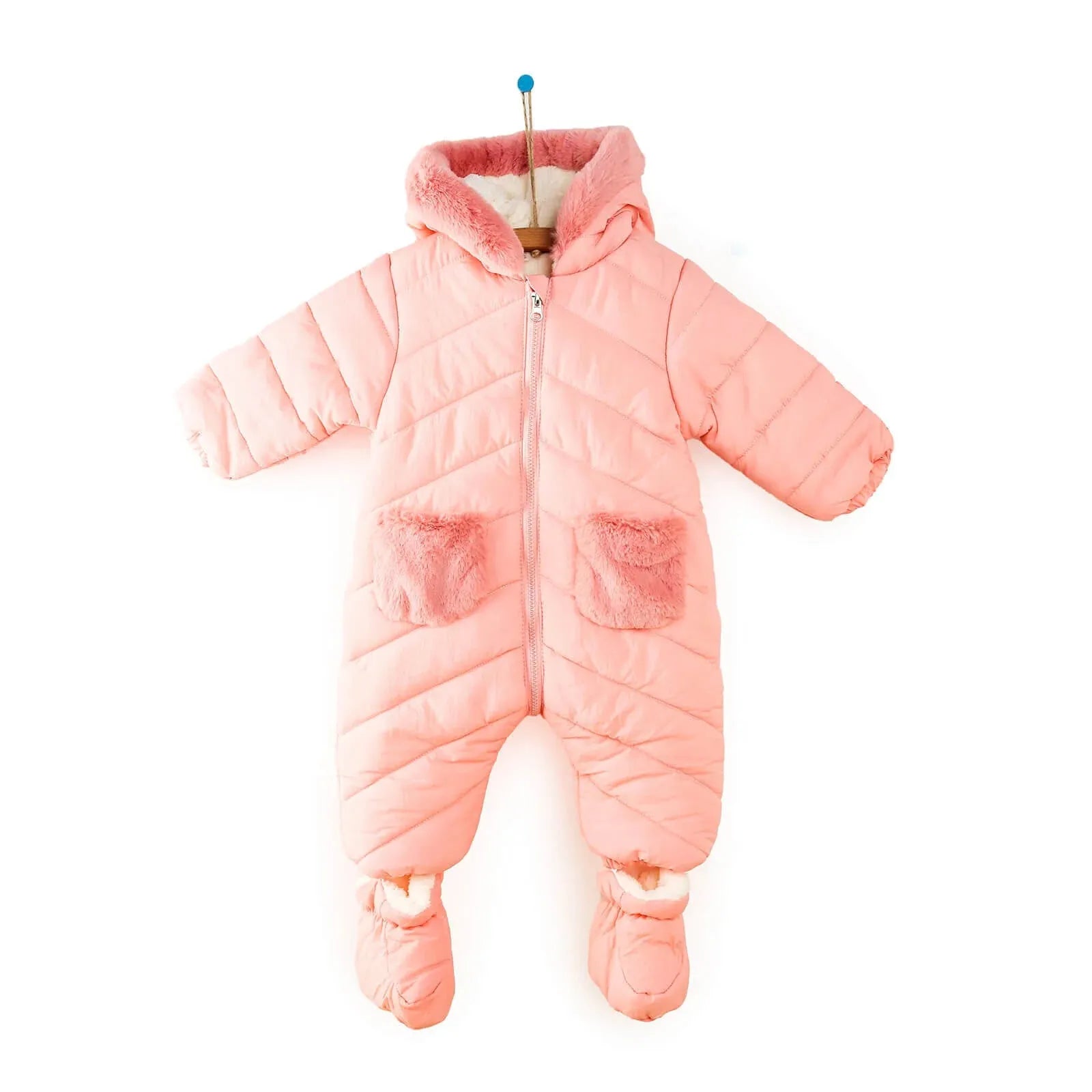 Midimod Baby Girl Quilted Snowsuit - Salmon - ebebek - Black Friday