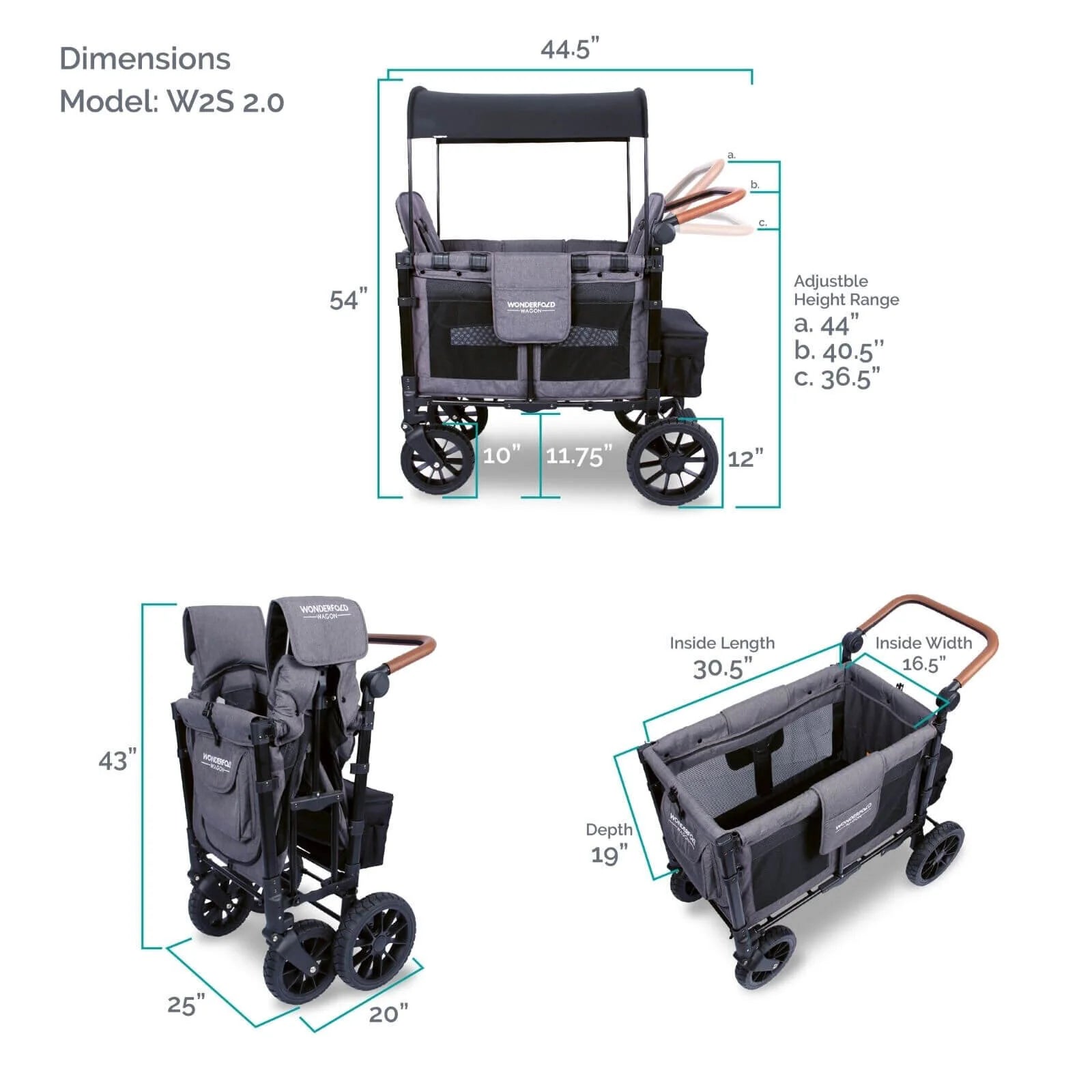 Wonderfold W2 Luxe Double Wagon - Charcoal Grey - ebebek - Black Friday