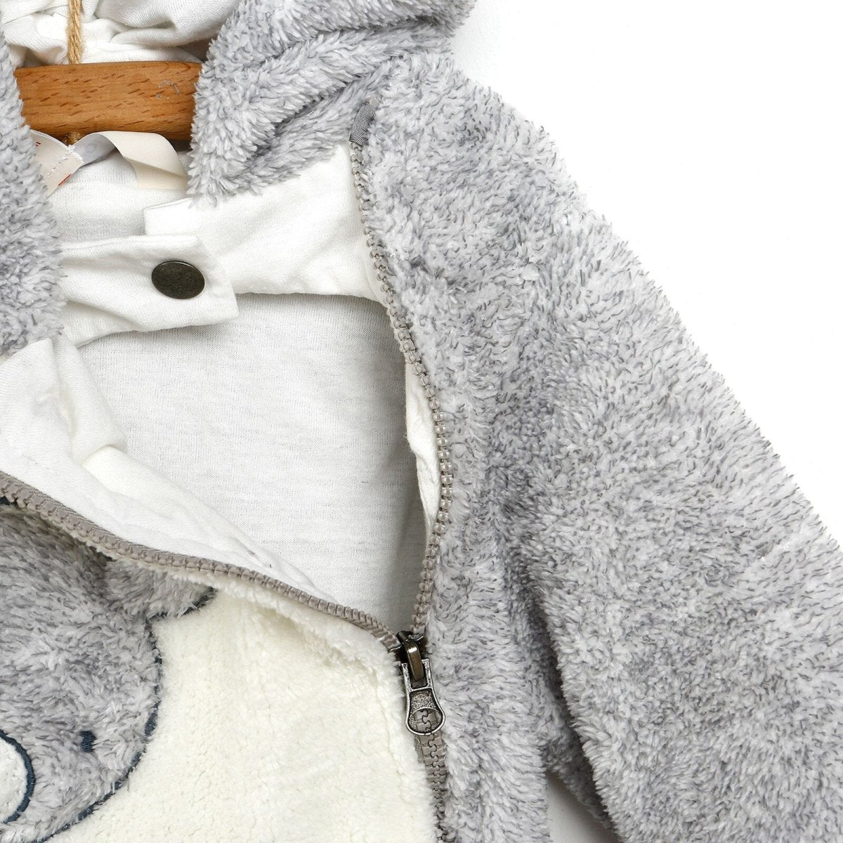 Midimod Newborn Welsoft Kangaroo Footed Jumpsuit - Grey - ebebek - Black Friday