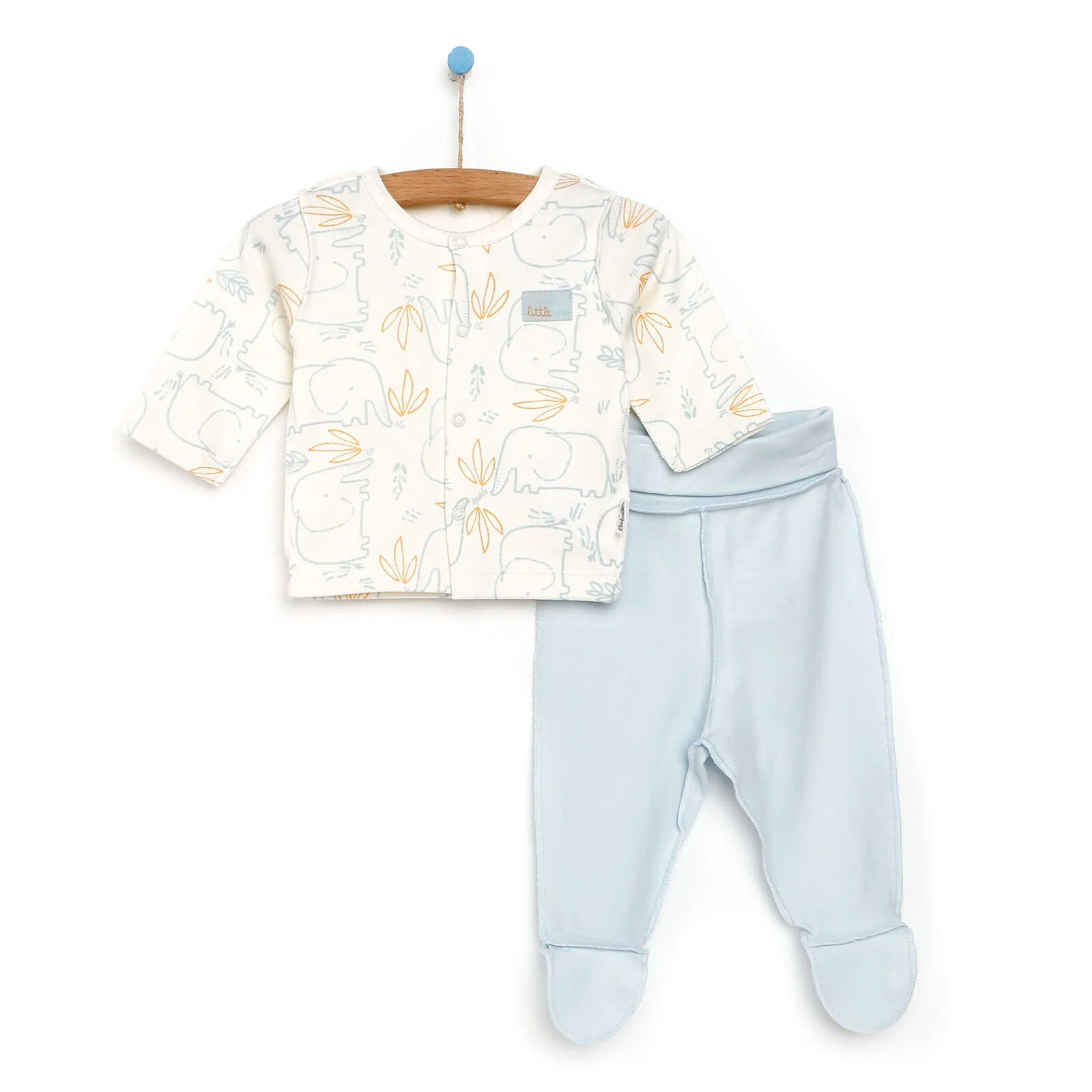 Bebetto Newborn Wrapover Top - Footed Bottom - Blue - ebebek - Black Friday