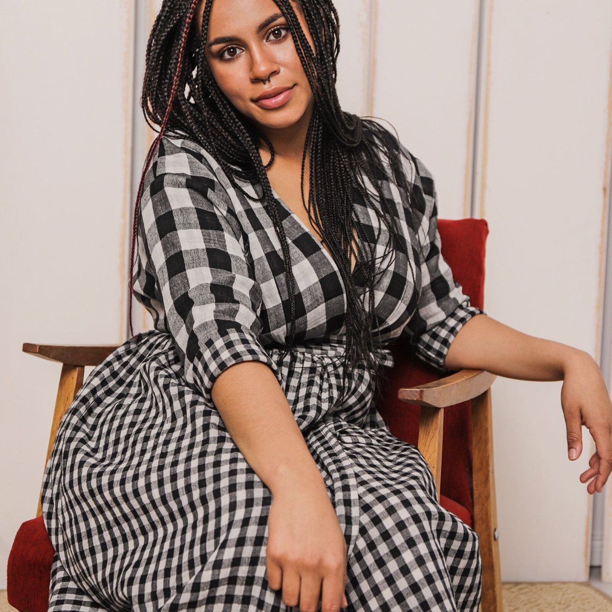 Bump&Milk Teresita Organic Cotton Wrap Dress - Black checkered - ebebek - Black Friday