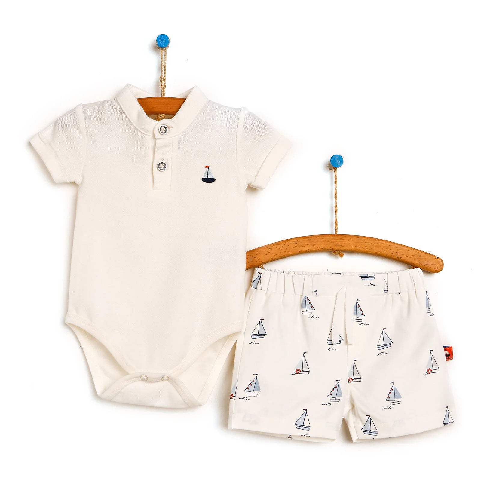 Bebbek Newborn Salling Theme Bodysuits - Shorts Set - White - ebebek - Black Friday