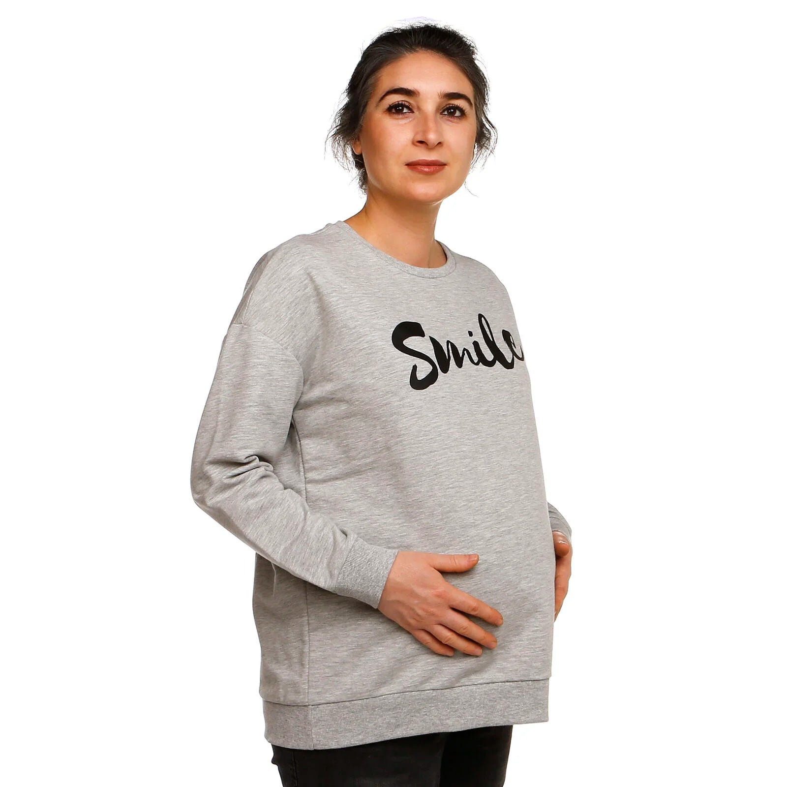 baby mom Maternity Sweatshirt - Grey Melange - ebebek - Black Friday