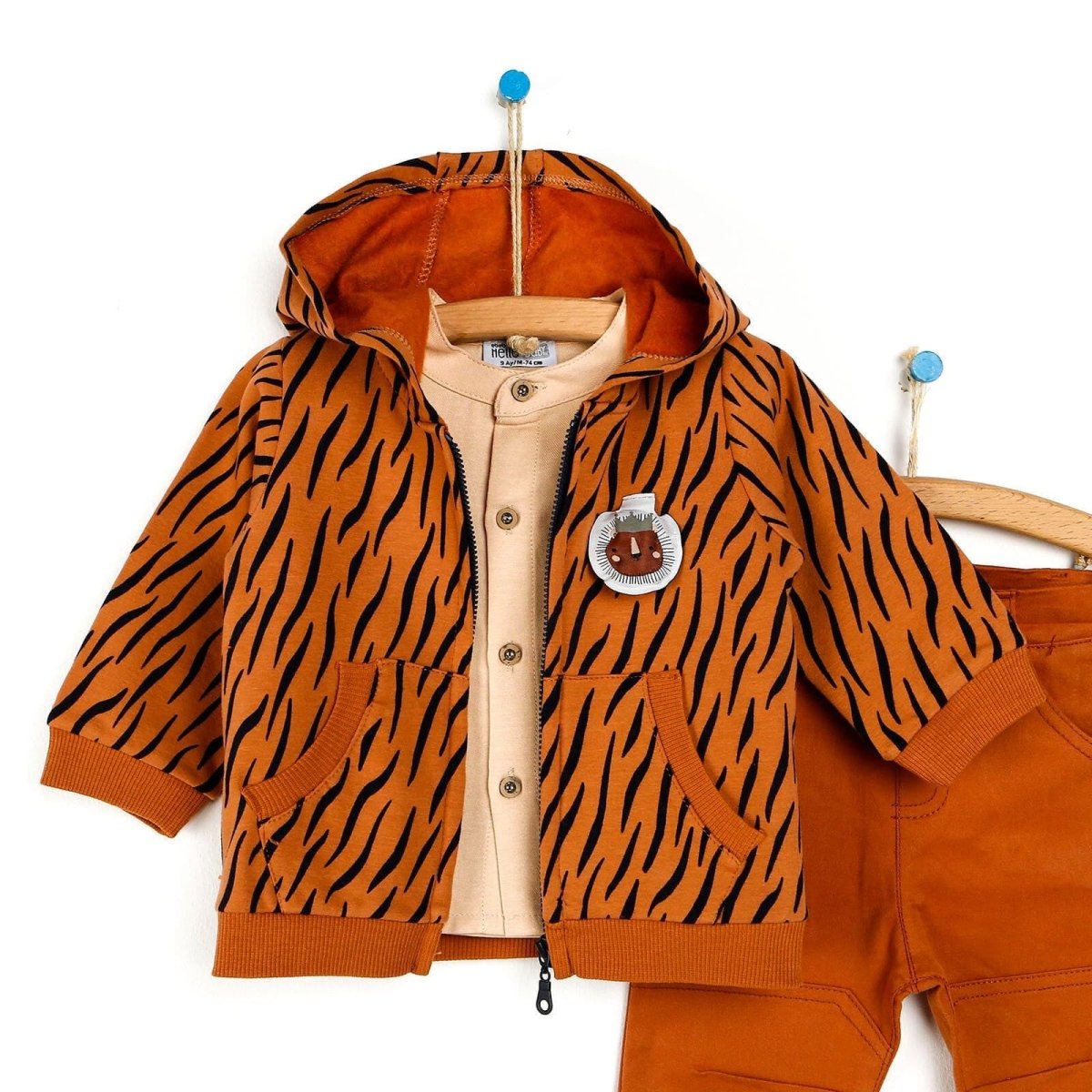 HelloBaby Shirt - Pants - Cardigan - Brown - HelloBaby - ebebek