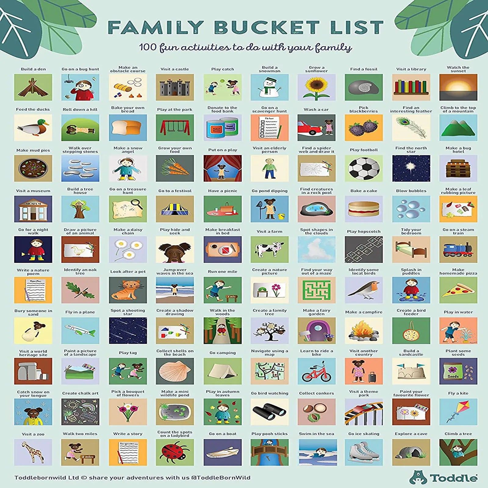 Toddle born Wild A3 100 Activity Bucket List Poster - ebebek - Black Friday