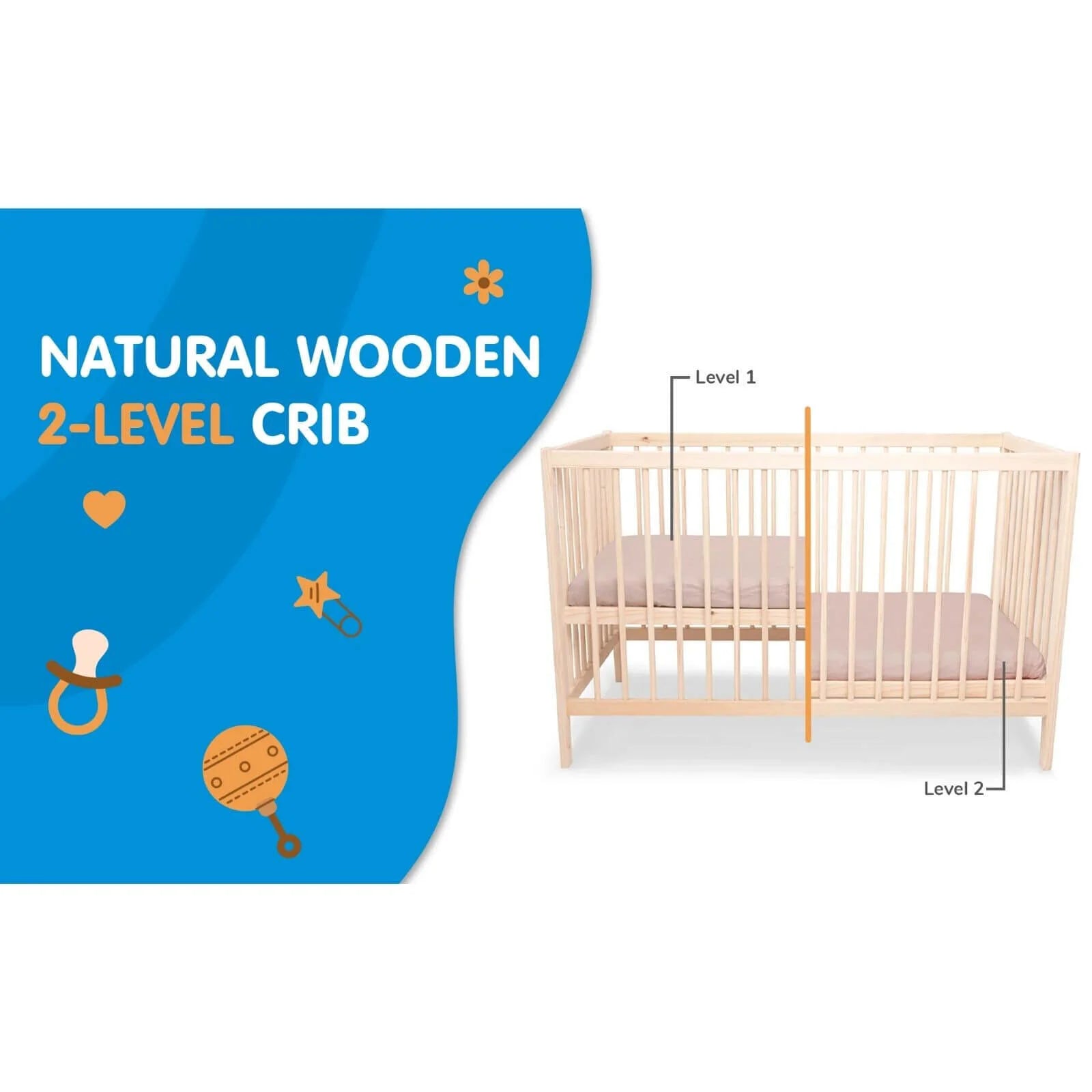 Kukka Natural Wood 2 - Level Cot 70x140 - ebebek - Black Friday
