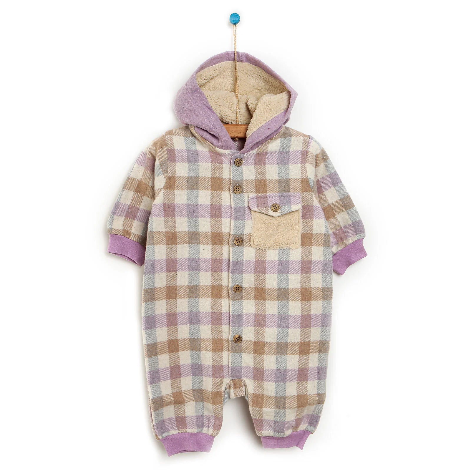 Bebbek Newborn Lumberjack Hooded Jumpsuit - Purple - ebebek - Black Friday