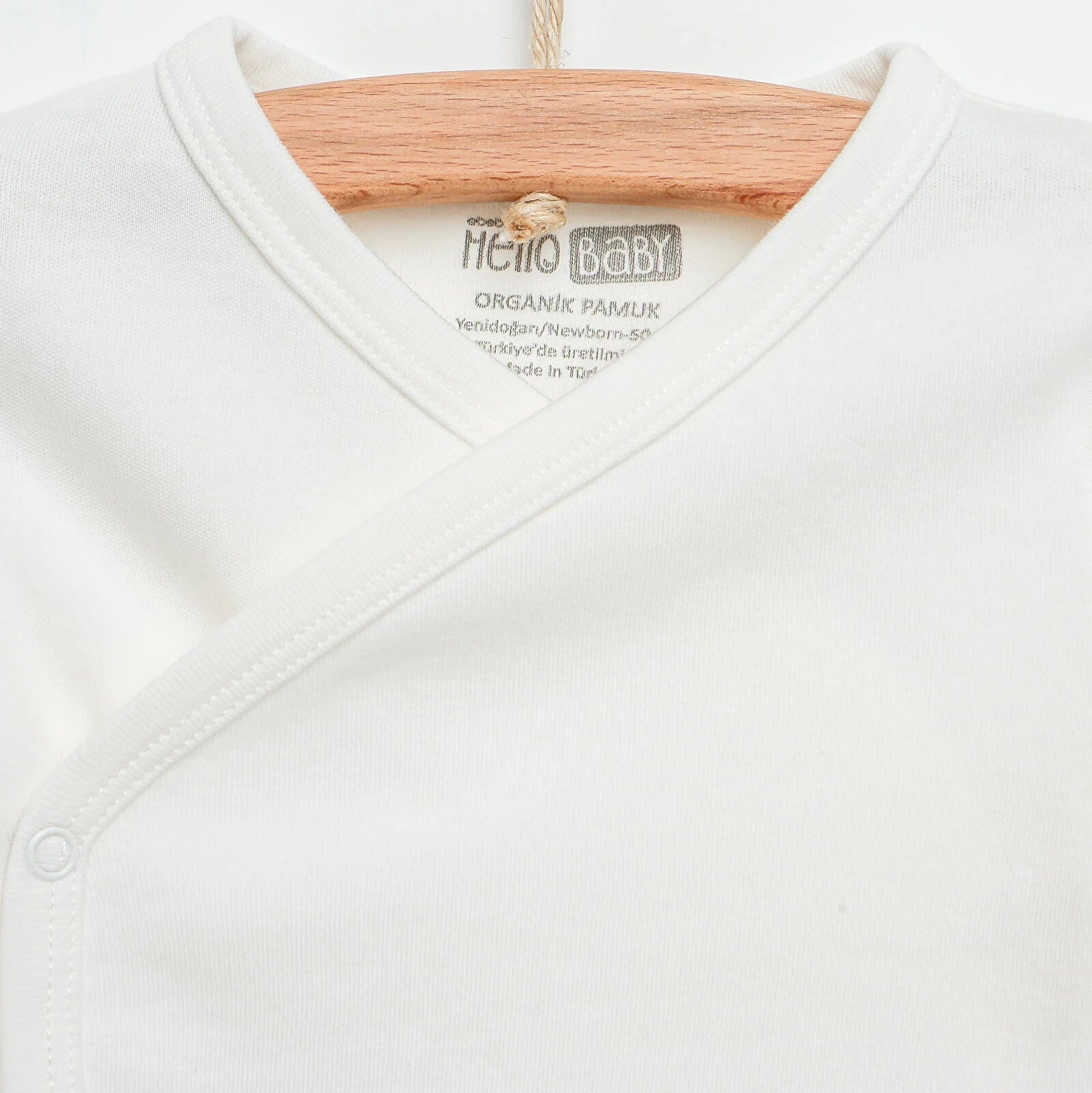 HelloBaby Newborn Organic Wrapover Top - Hat - Footed Pant - Ecru - ebebek - Black Friday