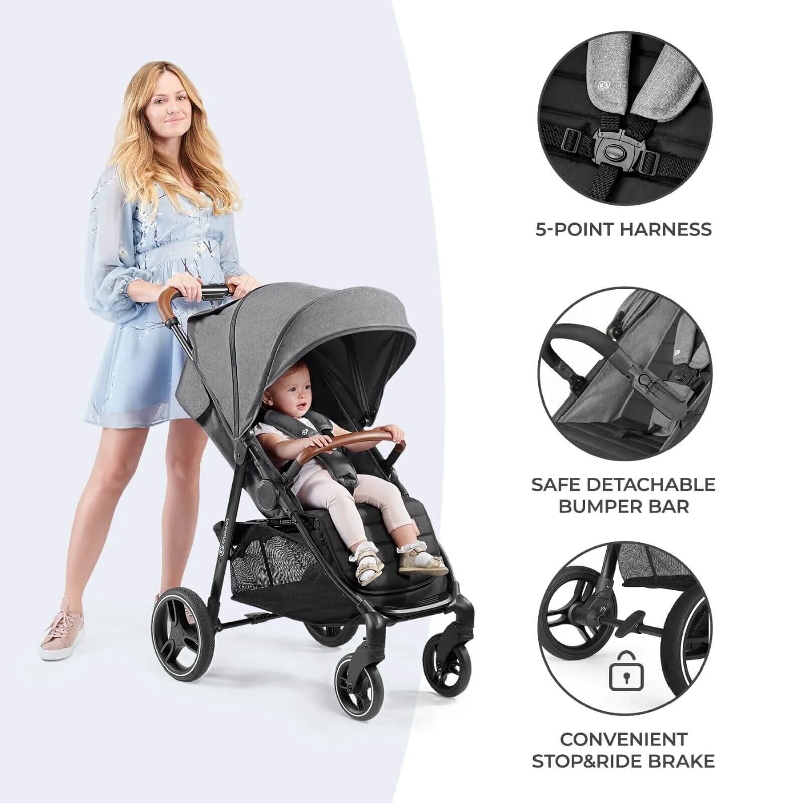 Kinderkraft Grande Plus Baby Stroller - Grey - ebebek - Black Friday