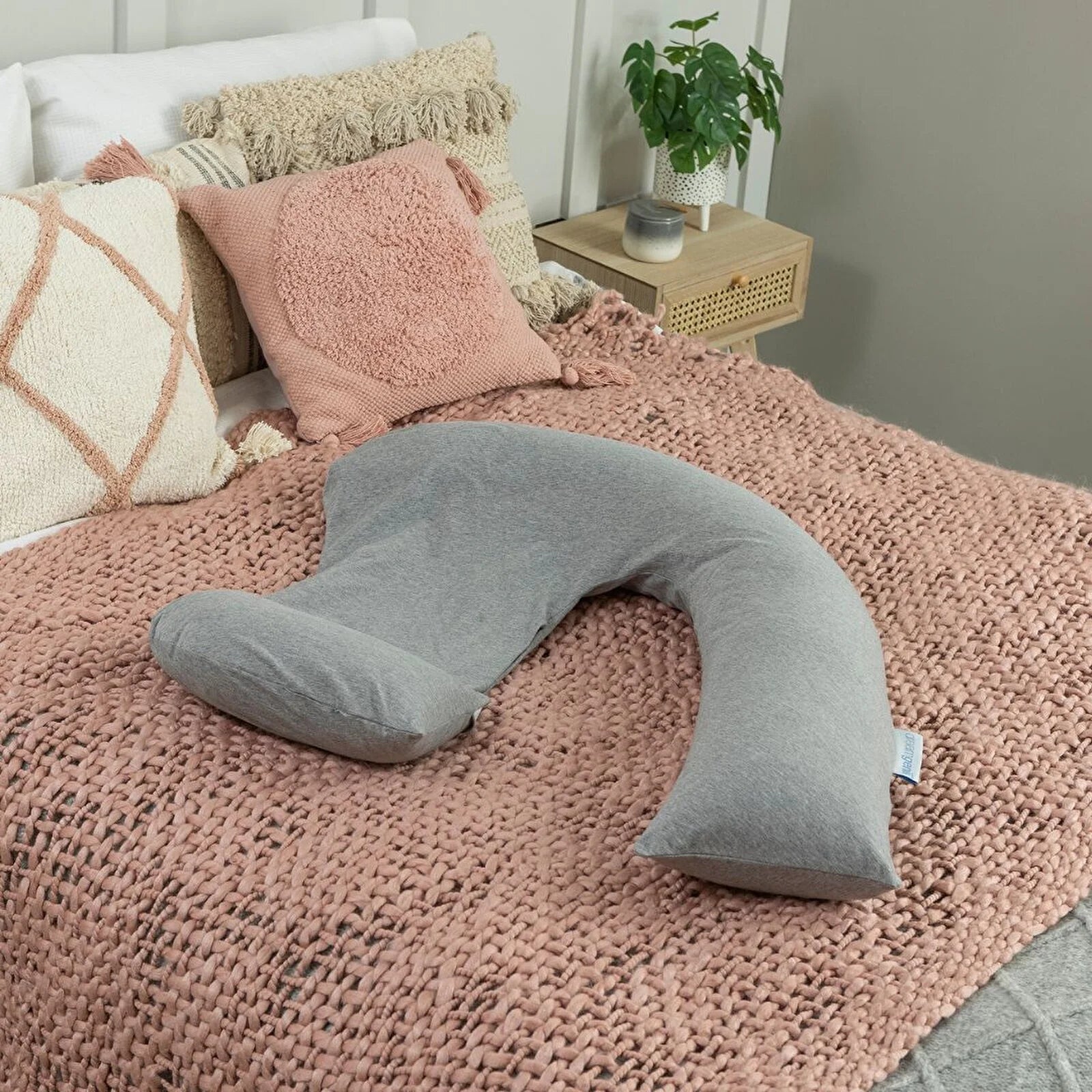 Dreamgenii Support and Feeding Pillow - Grey Marl Cotton Jersey - ebebek - Black Friday