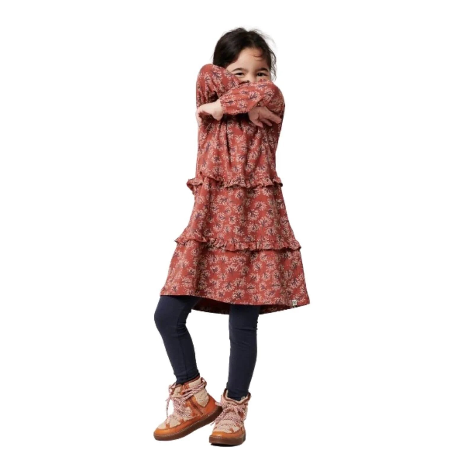 Noppies Girls DreShort Sleeve Long Sleeve Kemp Mill Allover Print - Henna - ebebek - Black Friday