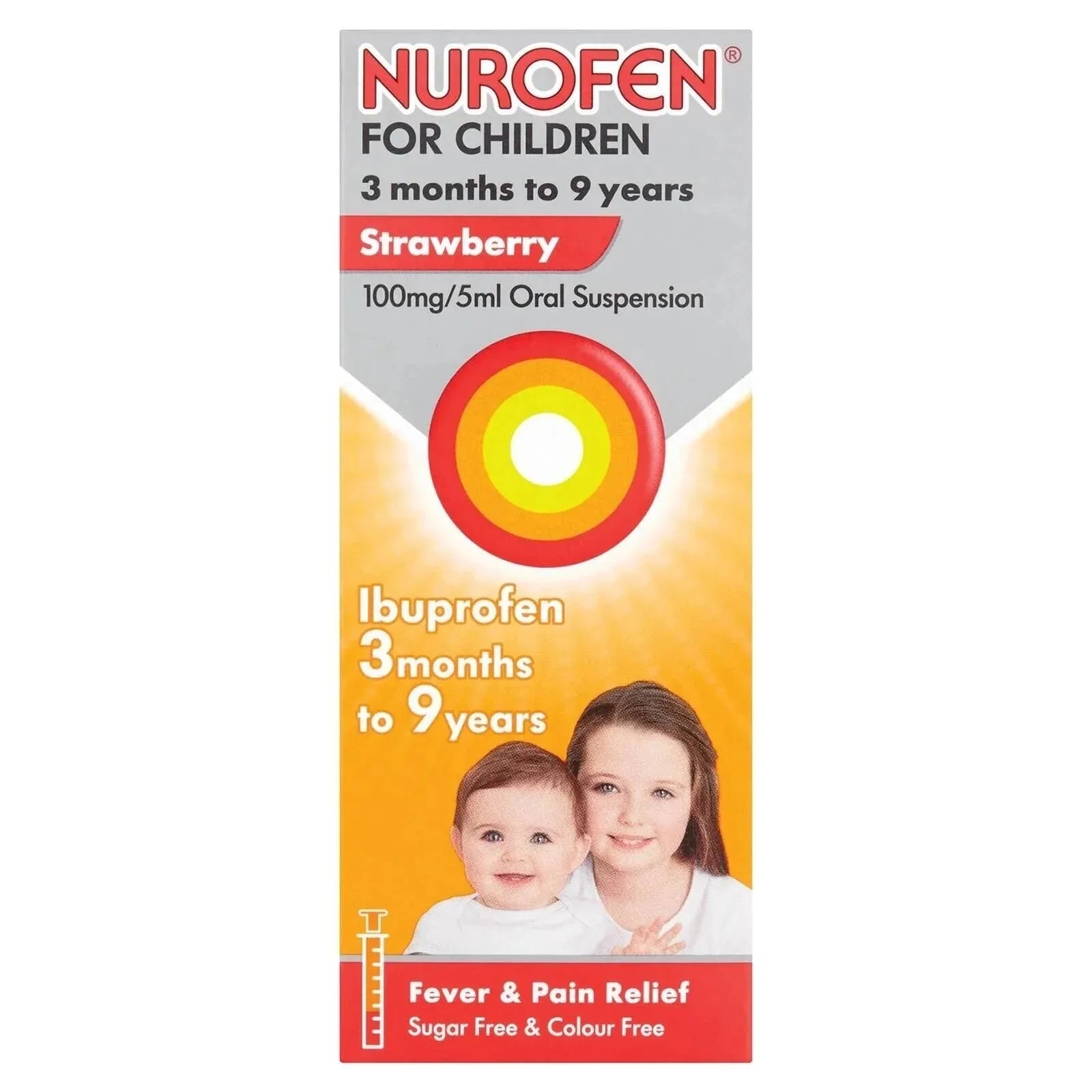 Nurofen for Children Strawberry 100mg/5ml Oral Suspension 3+ months 100ml - ebebek - Black Friday