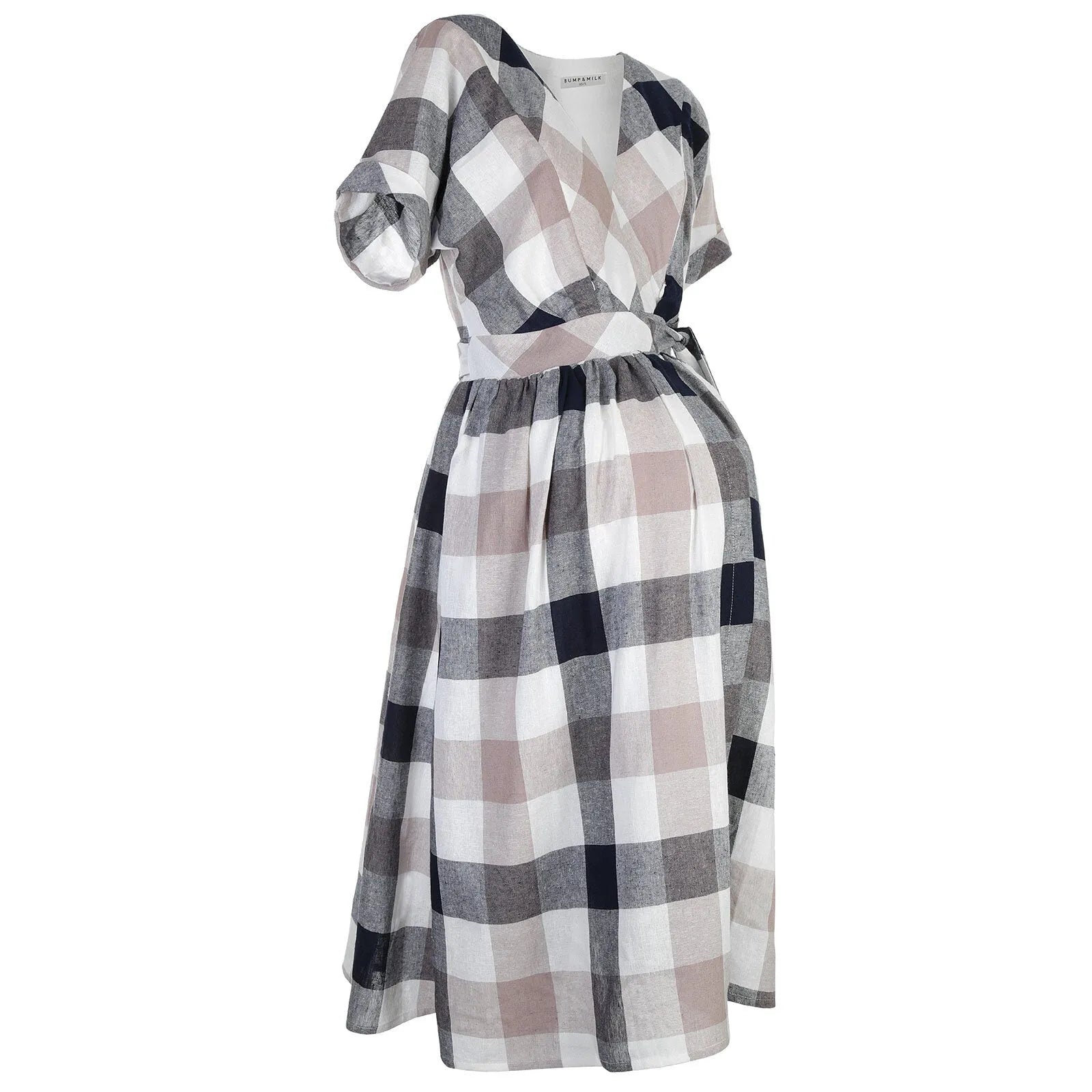 Bump&Milk Kira Breastfeeding Dress - White pink black checkered - ebebek - Black Friday