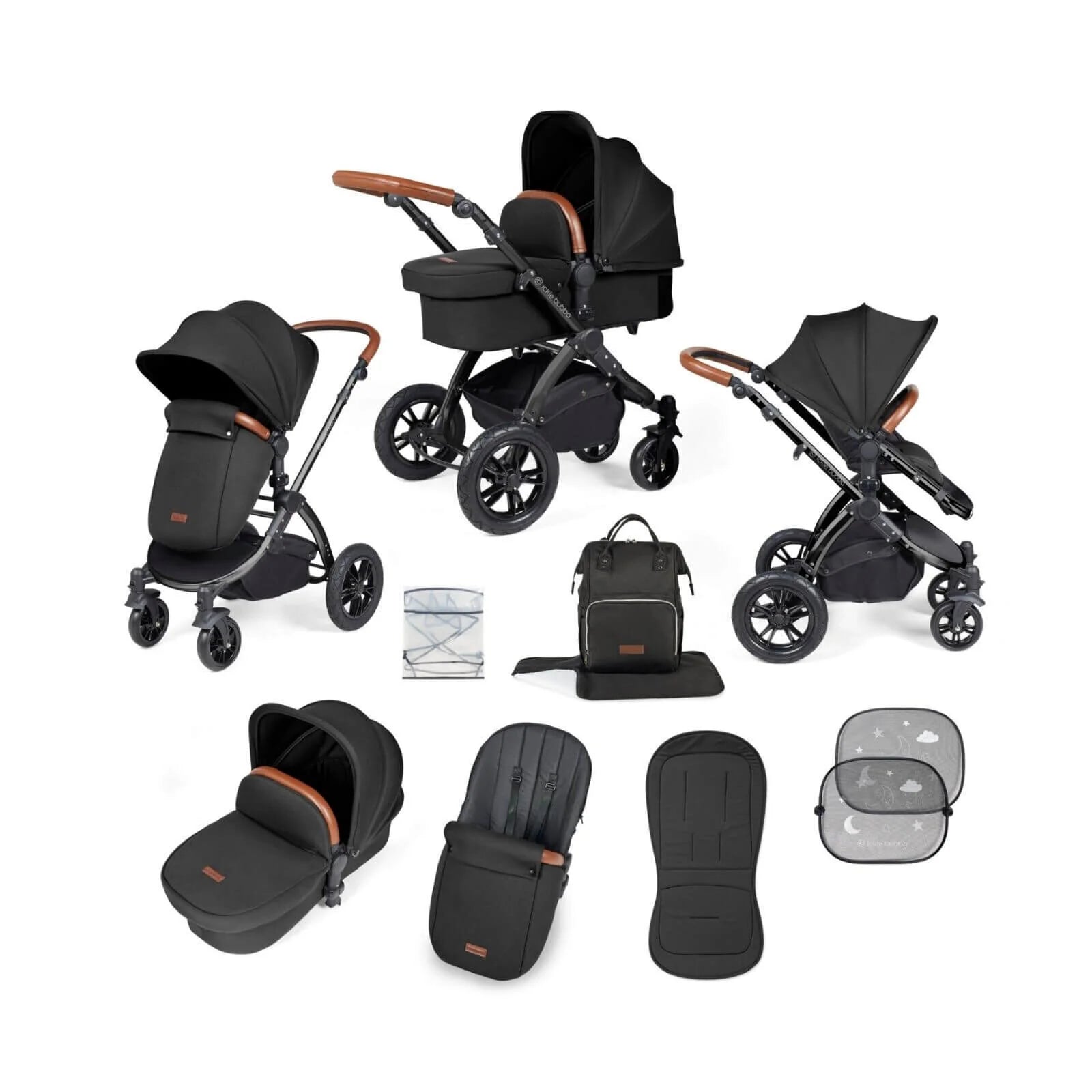 Ickle Bubba Stomp Luxe 2 - in - 1 Pushchair & Carrycot - Black/Midnight/Tan - ebebek - Black Friday