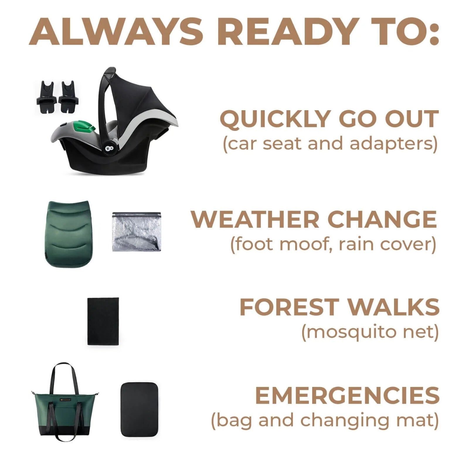 Kinderkraft 3 - in - 1 Mink Pro Prime 2 Travel System with Car Seat - Dark Green - ebebek - Black Friday