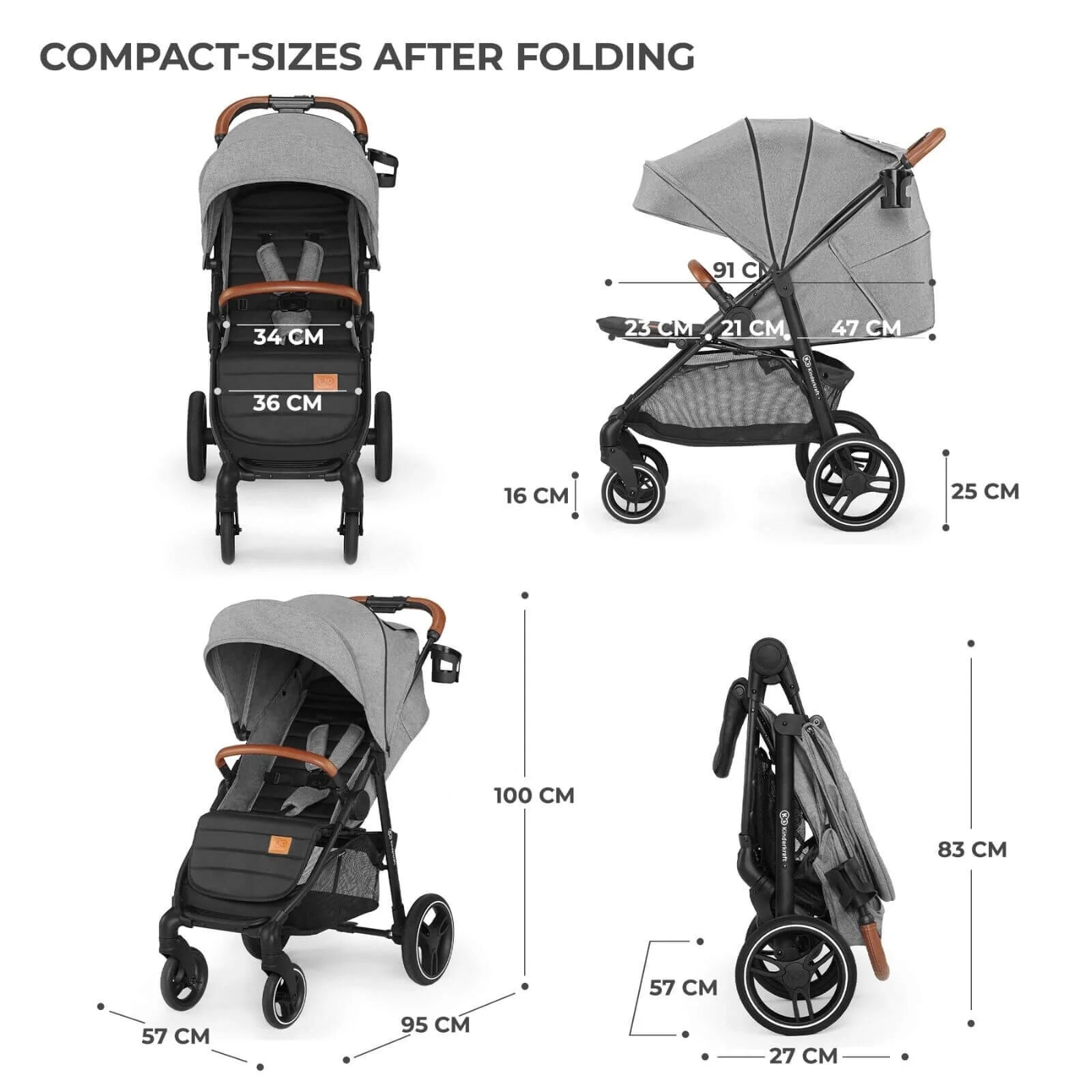 Kinderkraft Grande Plus Baby Stroller - Grey - ebebek - Black Friday