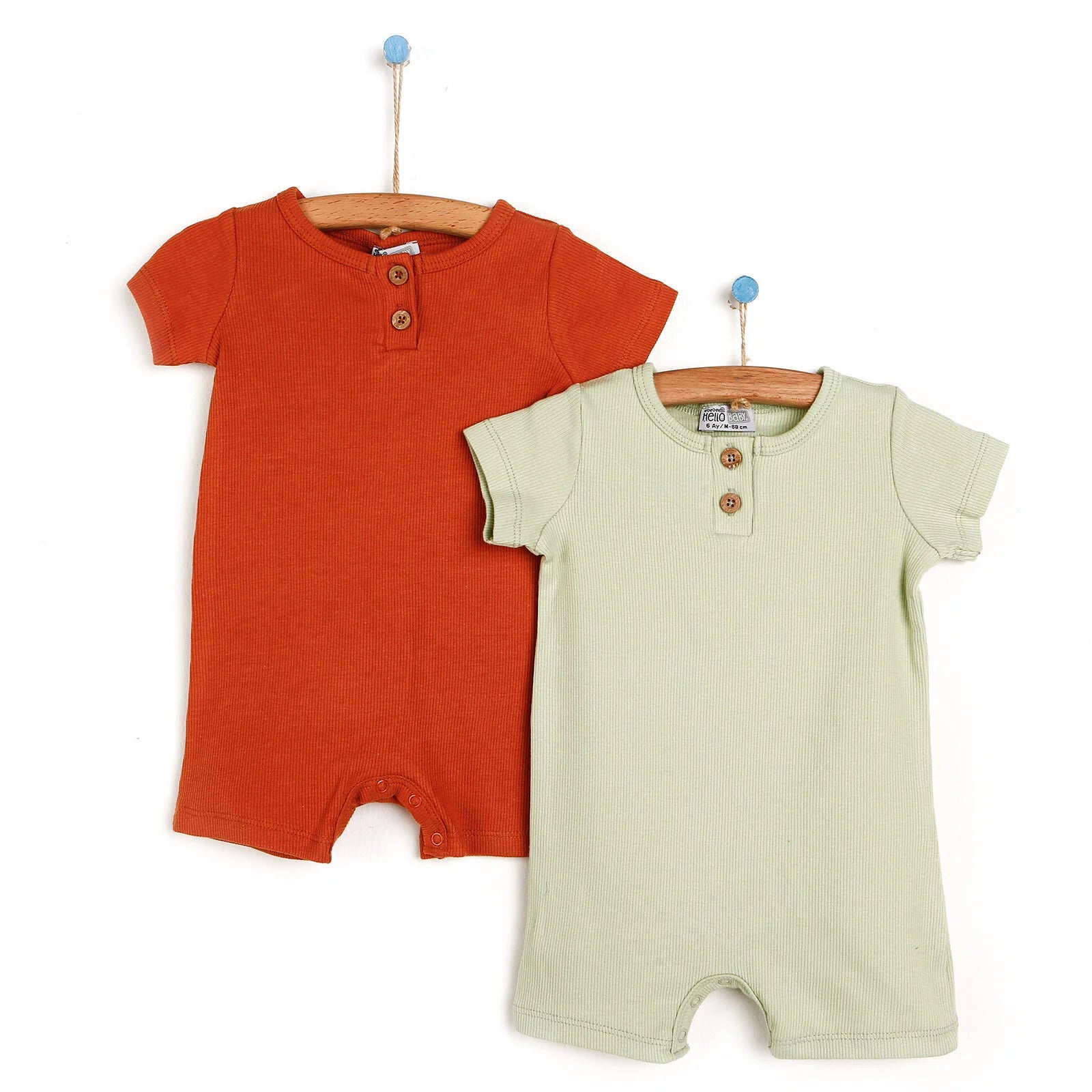 HelloBaby Basic 2 Piece Short Sleeve Short Overalls - Ginger - ebebek - Black Friday