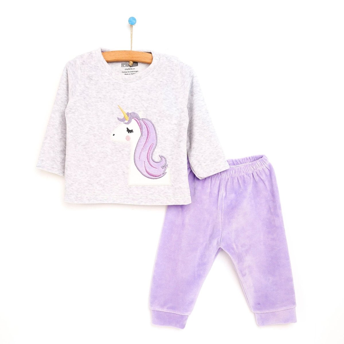 HelloBaby Basic Baby Girl Velvet Pyjamas - Purple - ebebek - Black Friday