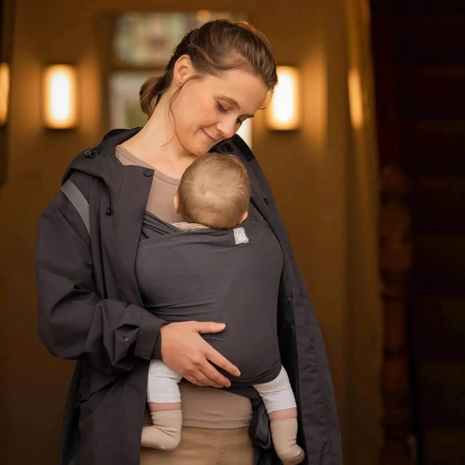 Gaia Carry Stretchy Baby Wrap Organic Cotton - Graphite - ebebek - Black Friday