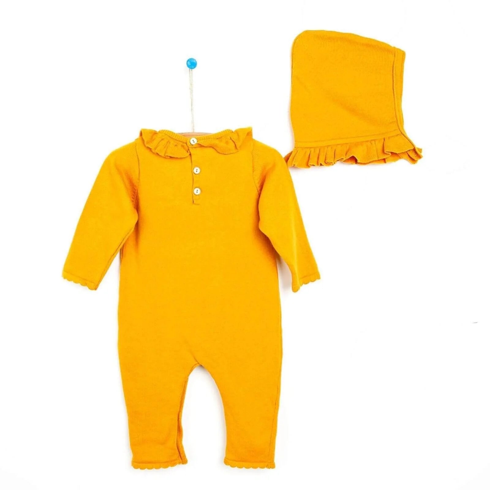 HelloBaby Newborn Knit Ruffled Jumpsuit - Mustard - ebebek - Black Friday