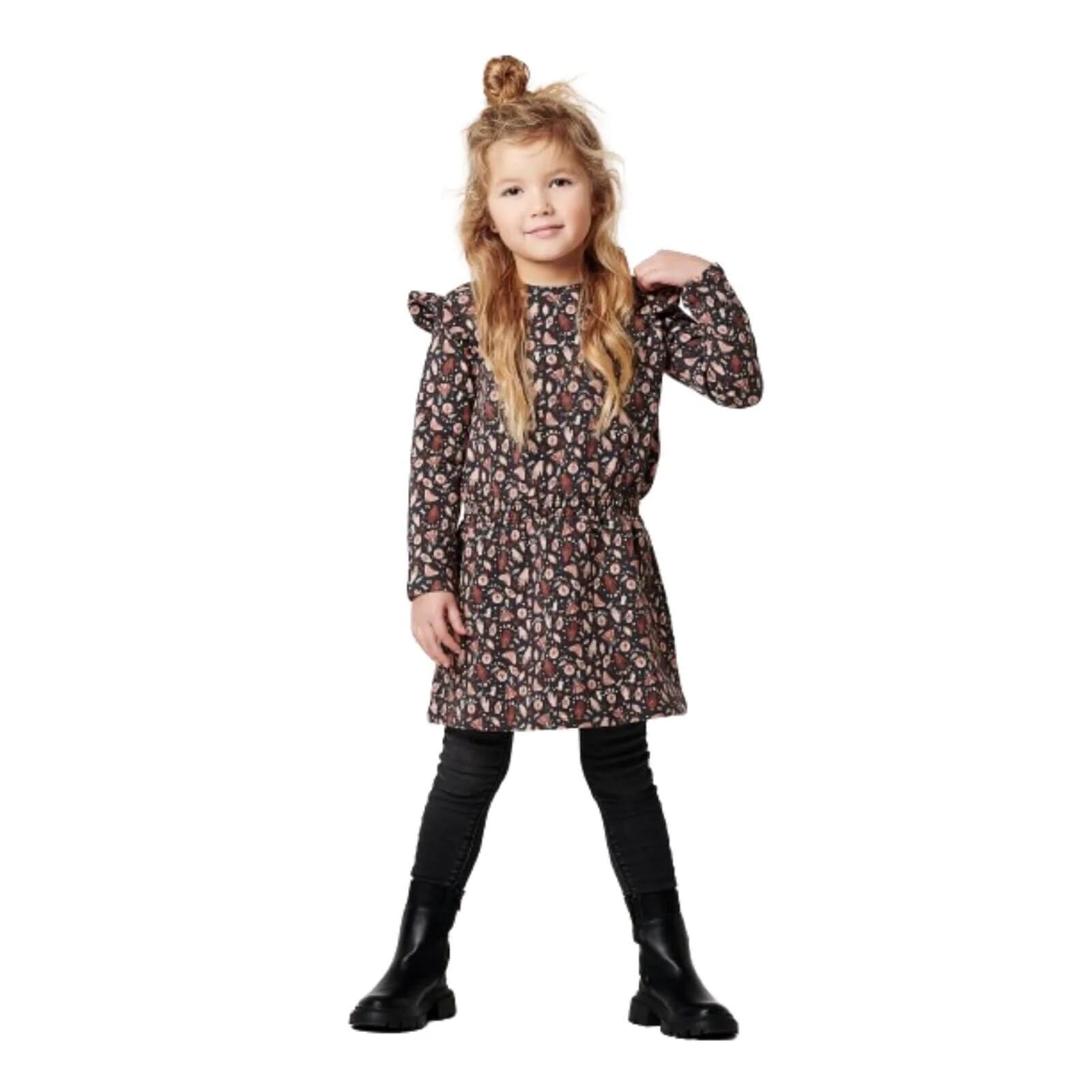 Noppies Girls DreShort Sleeve Long Sleeve Kerrville Allover Print - Phantom - ebebek - Black Friday