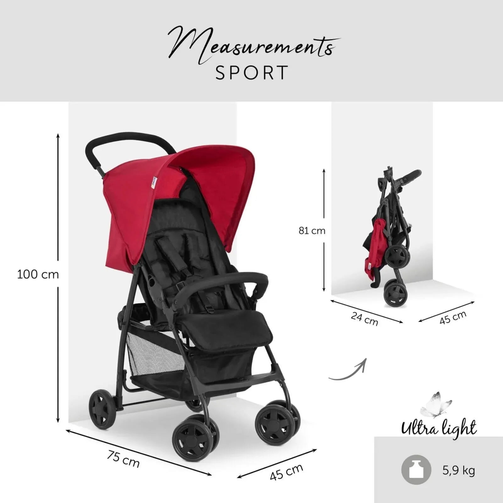 Hauck Sport Pushchair - Red - ebebek - Black Friday