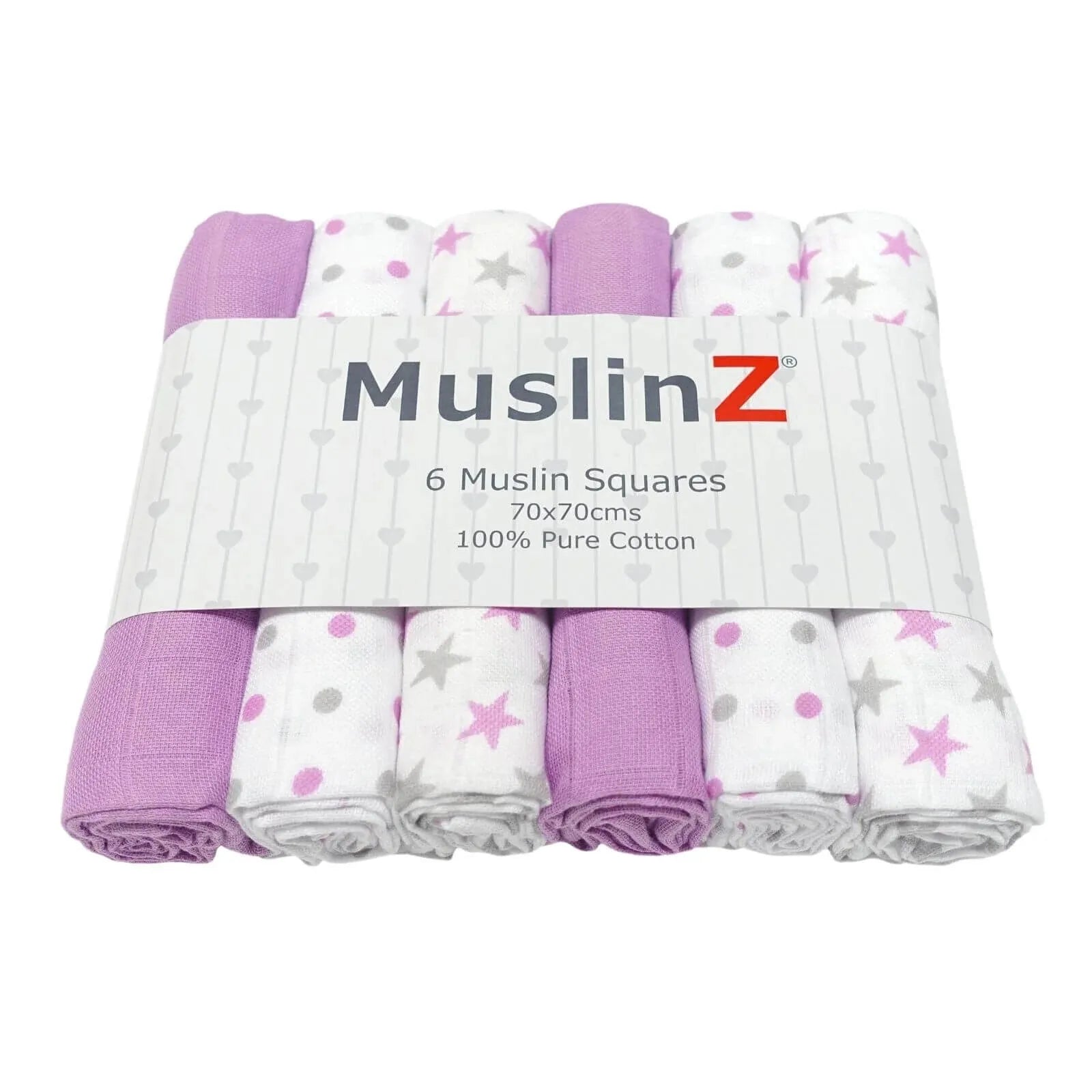 MuslinZ Muslin Squares 70x70cm 6 pcs - Violet - ebebek - Black Friday