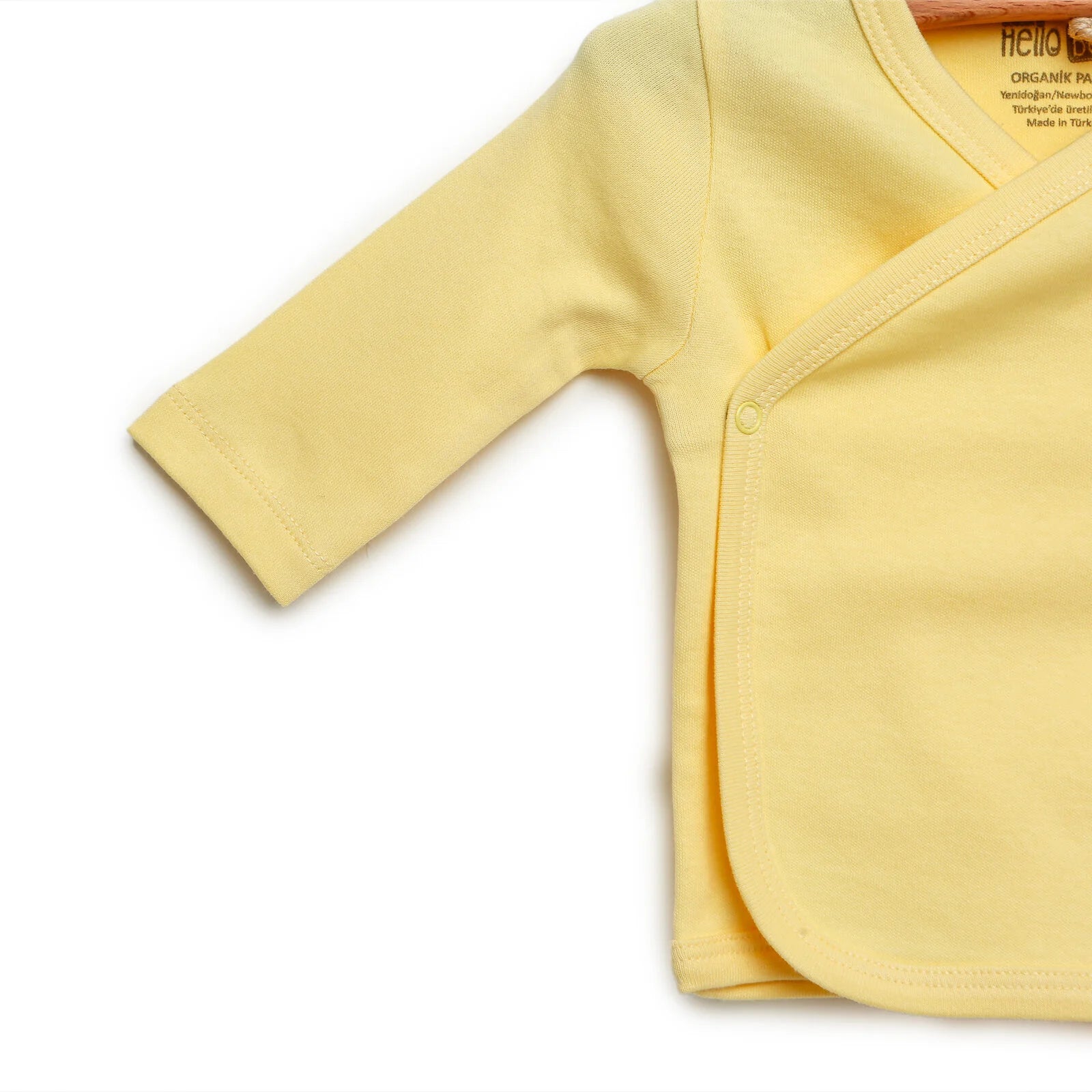 HelloBaby Newborn Organic Wrapover Top - Hat - Footed Pant - Yellow - ebebek - Black Friday