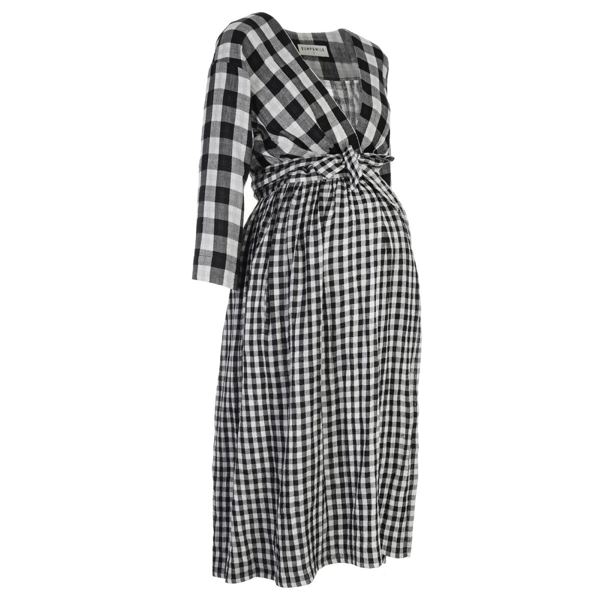 Bump&Milk Teresita Organic Cotton Wrap Dress - Black checkered - ebebek - Black Friday