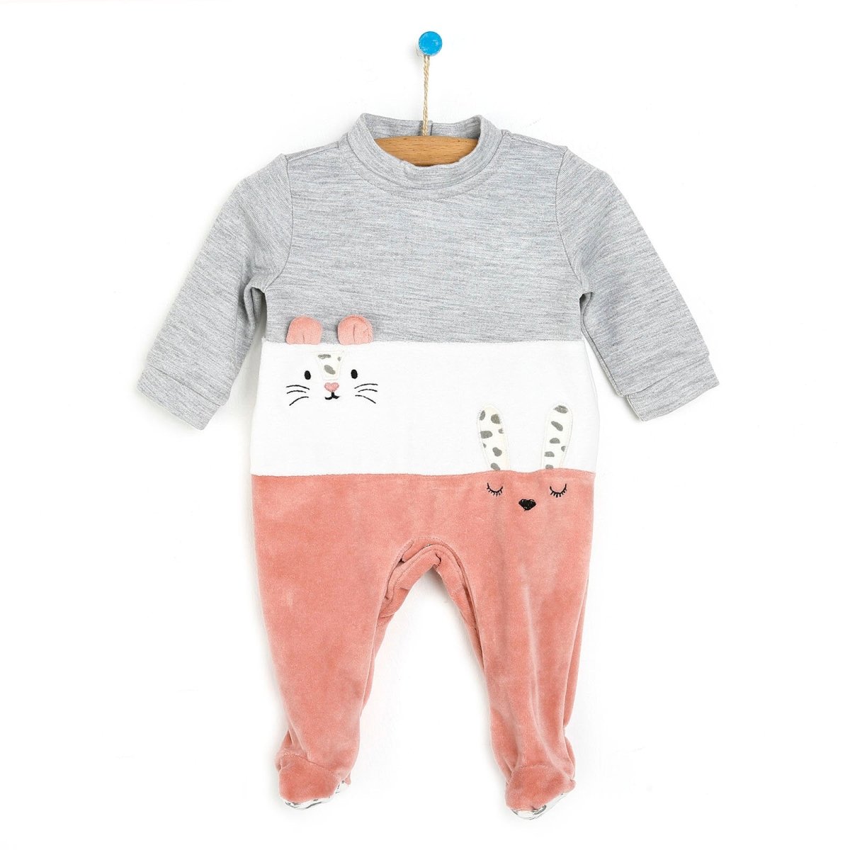 Cassiope Newborn Velvet Footed Jumpsuit - Powder - ebebek - Black Friday