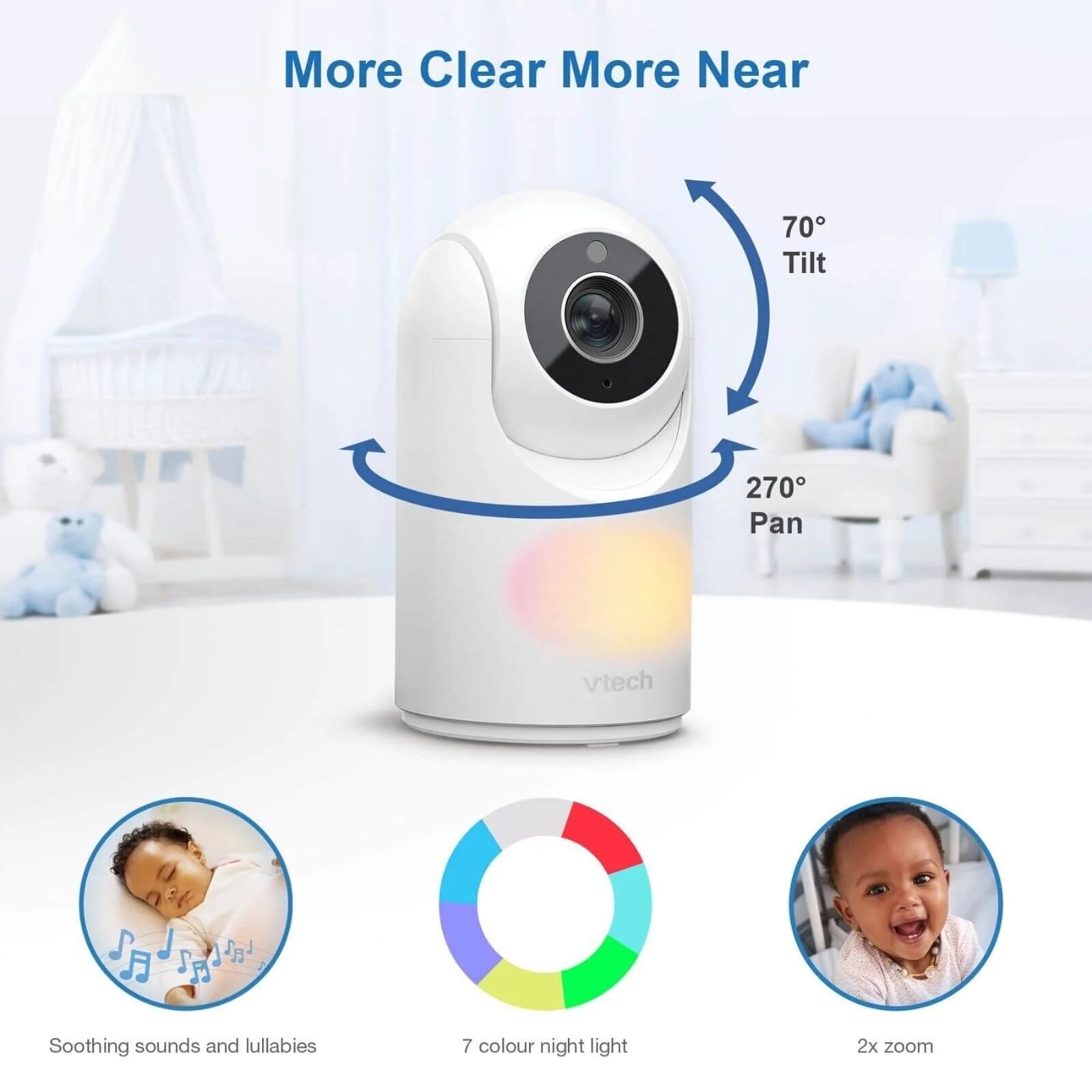 VTech - VM3263 2.8" Pan & Tilt Video Monitor with Night Light - ebebek - Black Friday