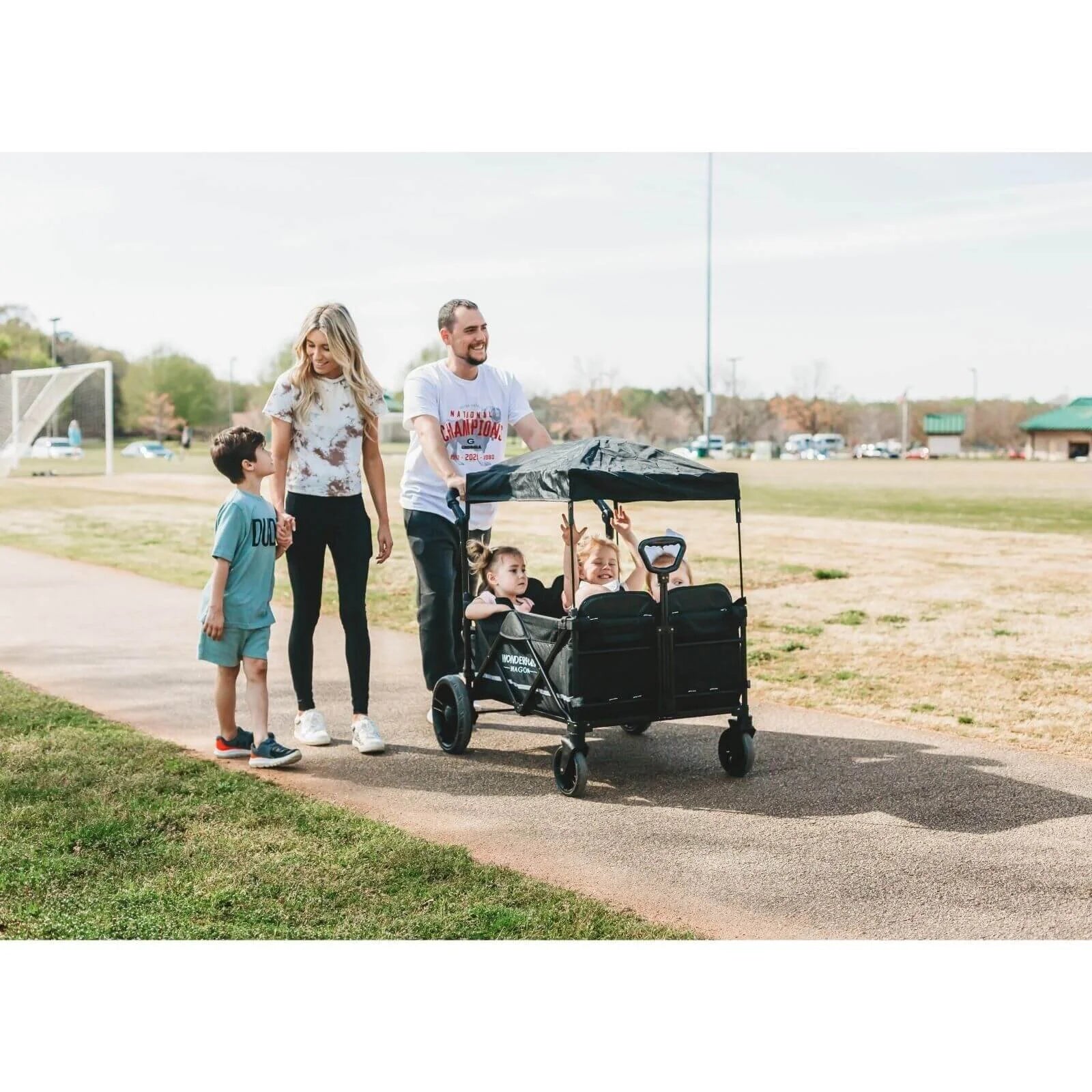 Wonderfold X4 Push & Pull Quad Stroller Wagon - Pitch Black - ebebek - Black Friday