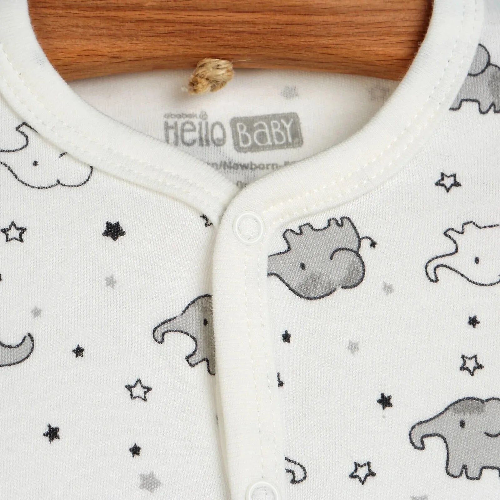 HelloBaby Newborn Baby Cute Elephant Romper Baby and Hat Set 3 pcs - Ecru - ebebek - Black Friday