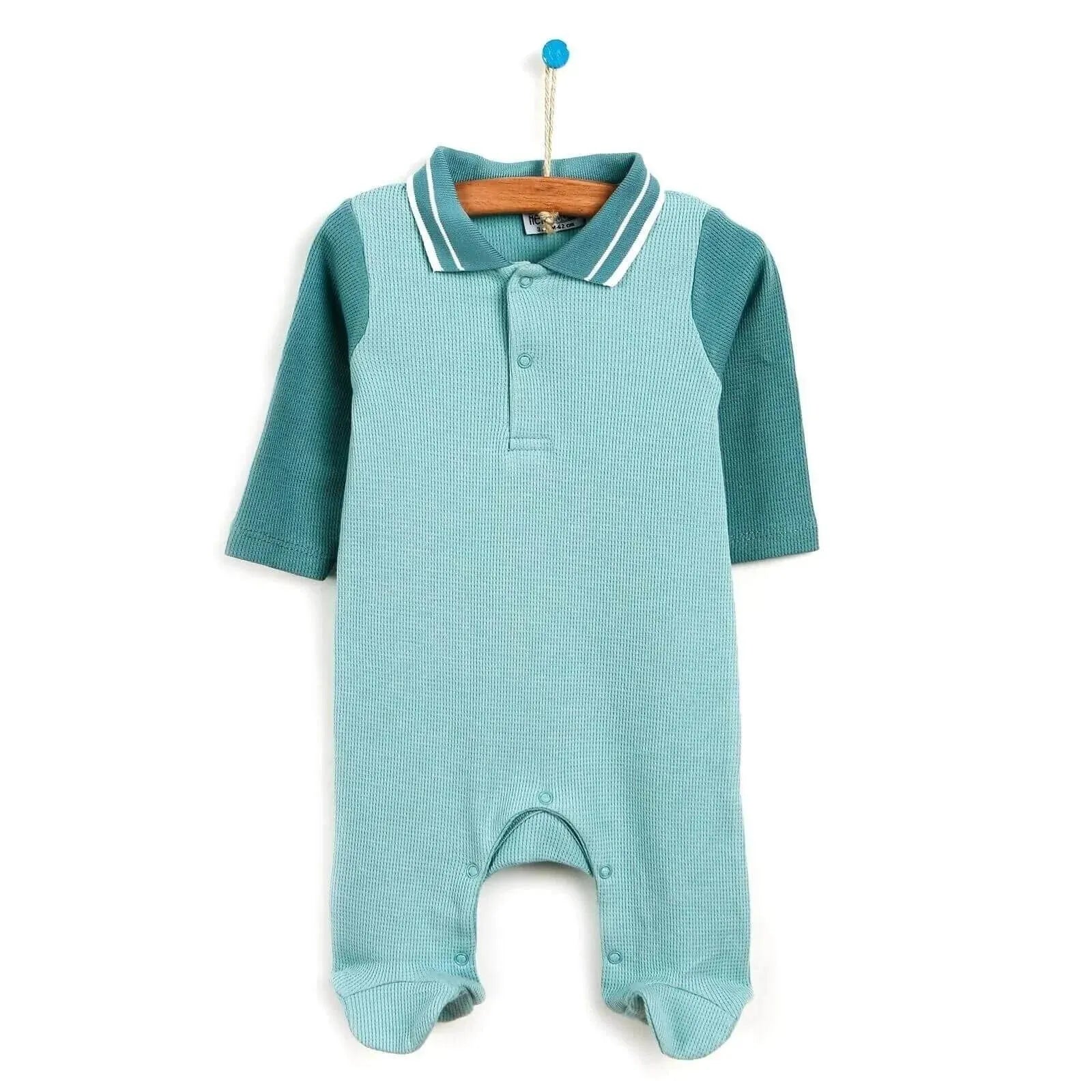 HelloBaby Newborn Polo Collar Romper - Light Blue - ebebek - Black Friday