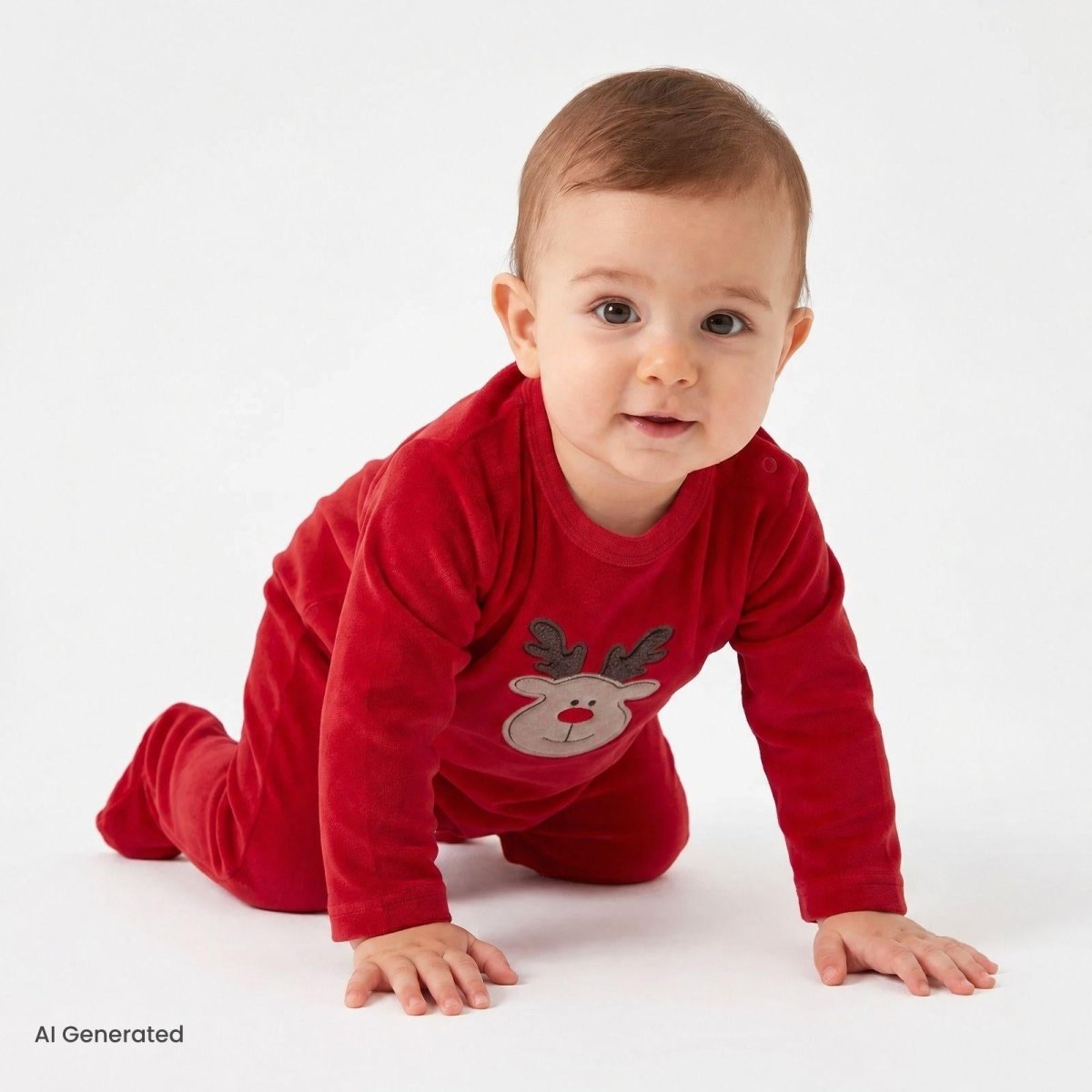HelloBaby Animal Print Velour Long Sleeve Footed Baby Sleepsuit (Newborn to 6-9 Months) - Red Red - ebebek