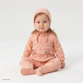 Bebetto 2 Piece Lace Collar Special Occasion Baby Outfit (Newborn to 6-9 Months) - Salmon Salmon - ebebek