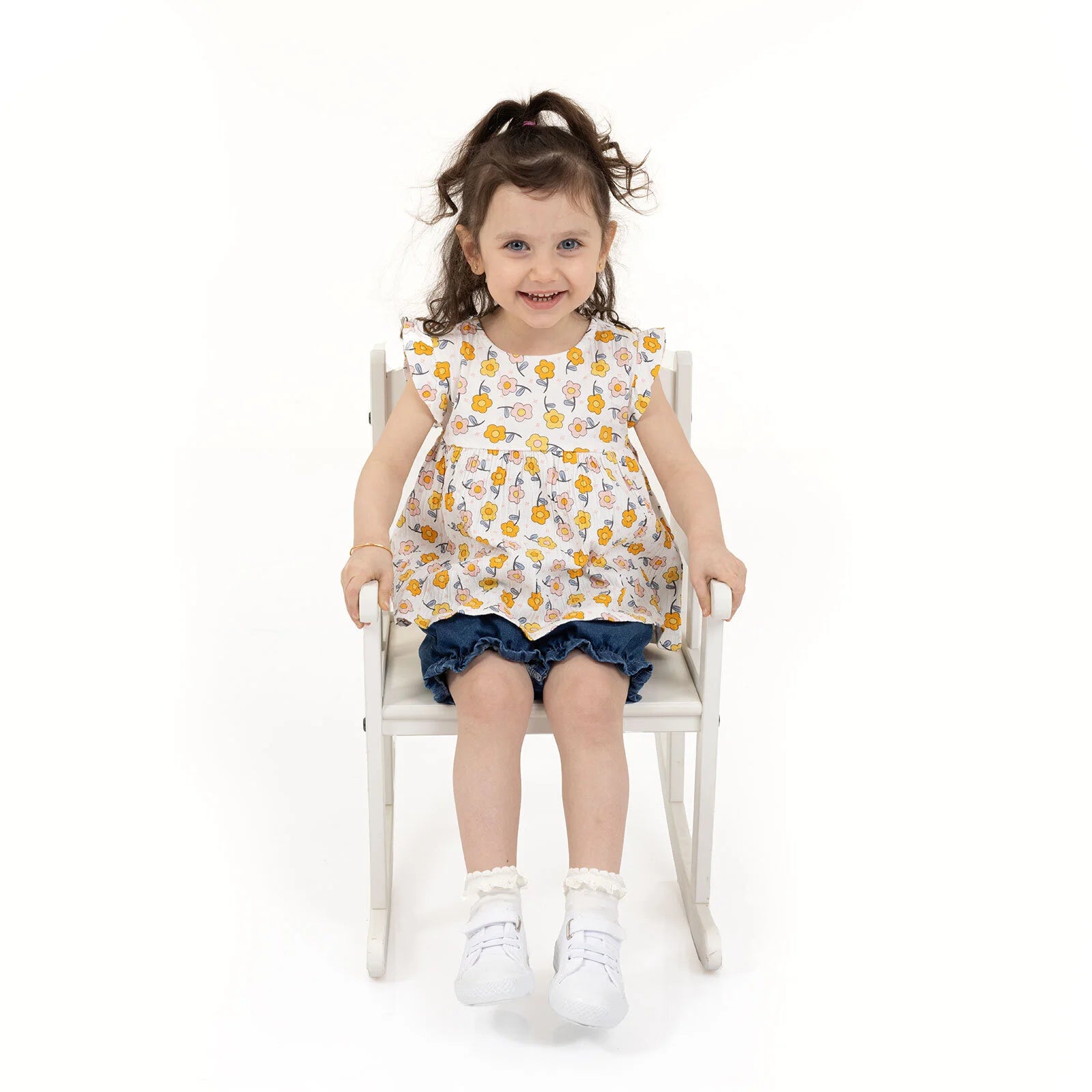 HelloBaby Flowers Girl Tshirt - Short - Ecru - ebebek - Black Friday