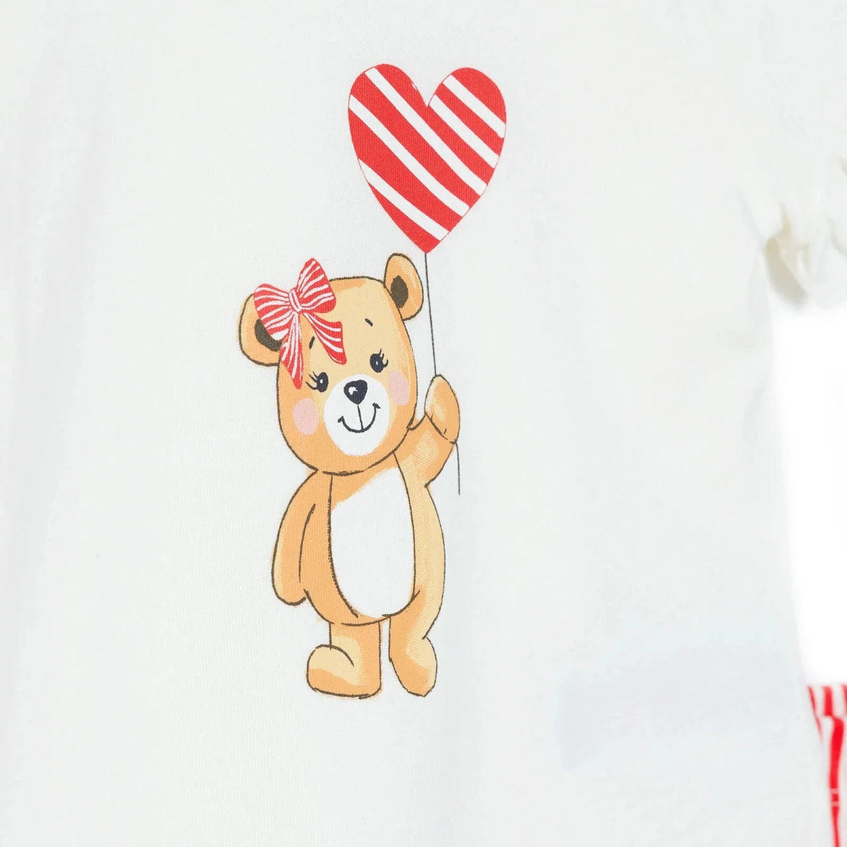 HelloBaby Girls Short Sleeve Pyjamas Set Bear Print Snap Fastening Crew Neck Short Length Short Slee - Ecru Ecru - ebebek