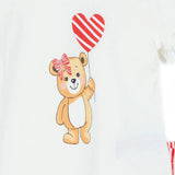 HelloBaby Girls Short Sleeve Pyjamas Set Bear Print Snap Fastening Crew Neck Short Length Short Slee - Ecru Ecru - ebebek