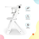 Kinderkraft Enock Wooden Highchair - White - ebebek - Black Friday