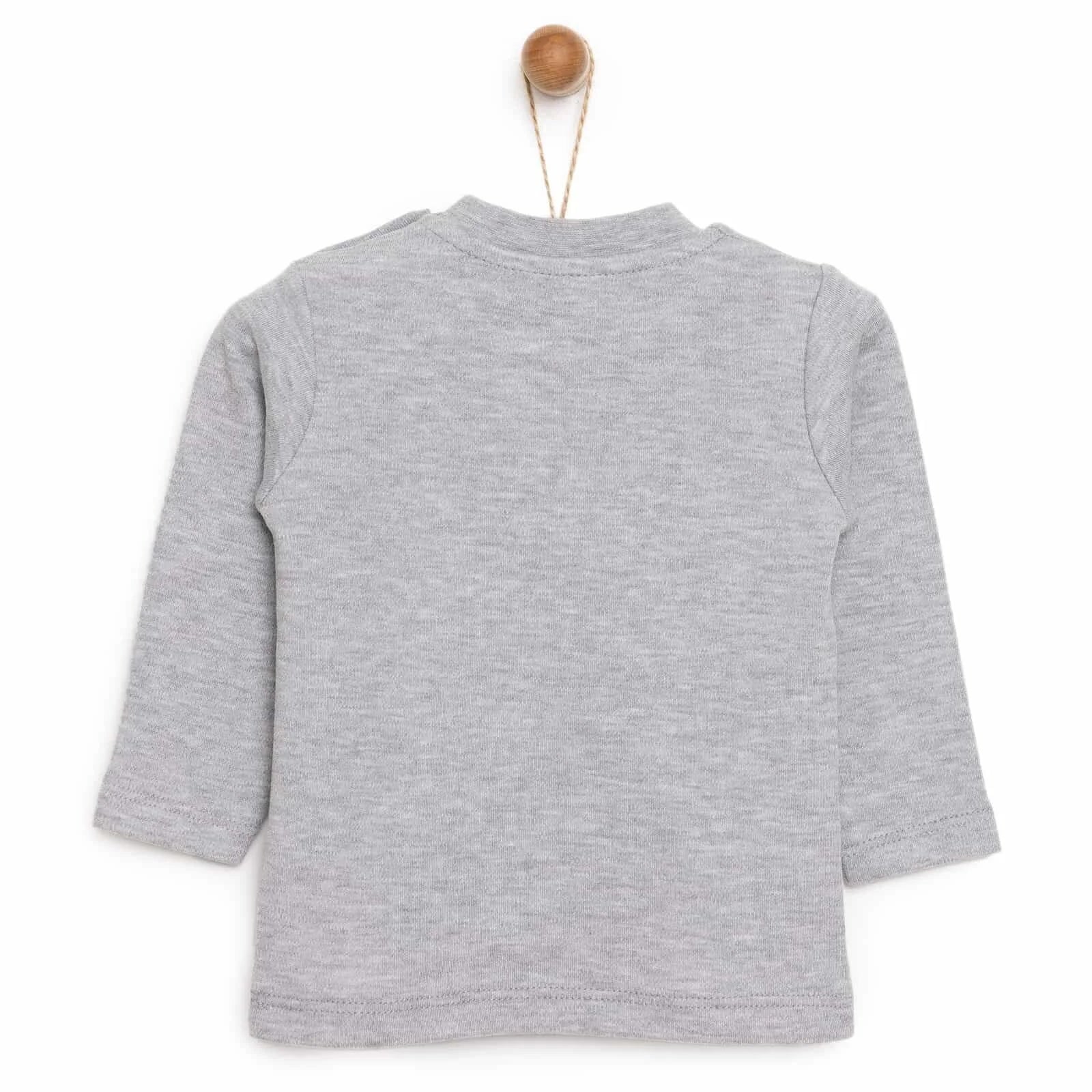 HelloBaby Basic Unisex Long Sleeve T-shirt - White - Grey Melange - ebebek - Black Friday