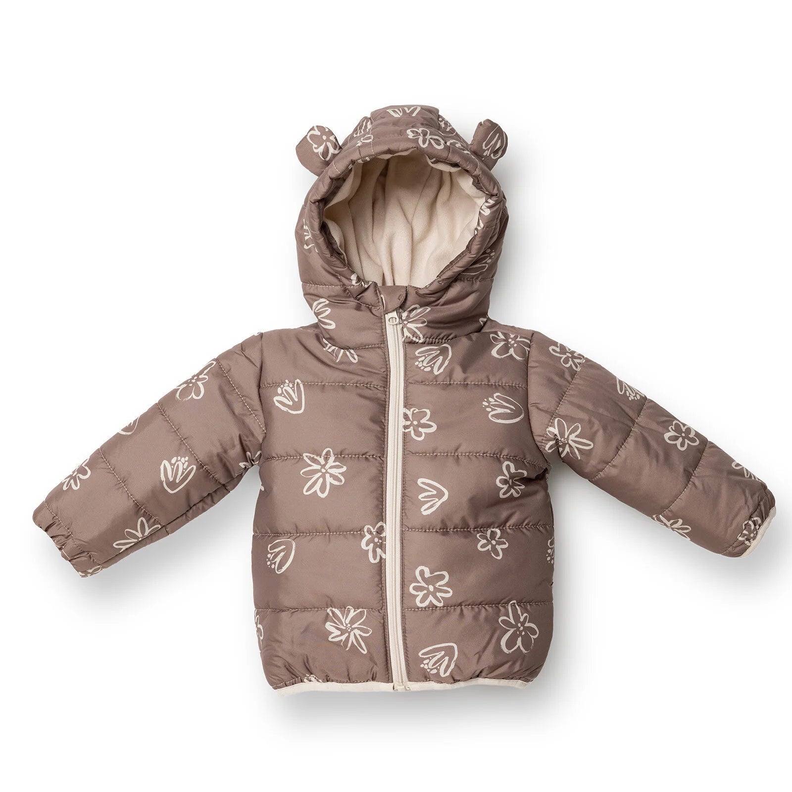 HelloBaby Floral Printed Girl Coat - Brown - ebebek - Black Friday