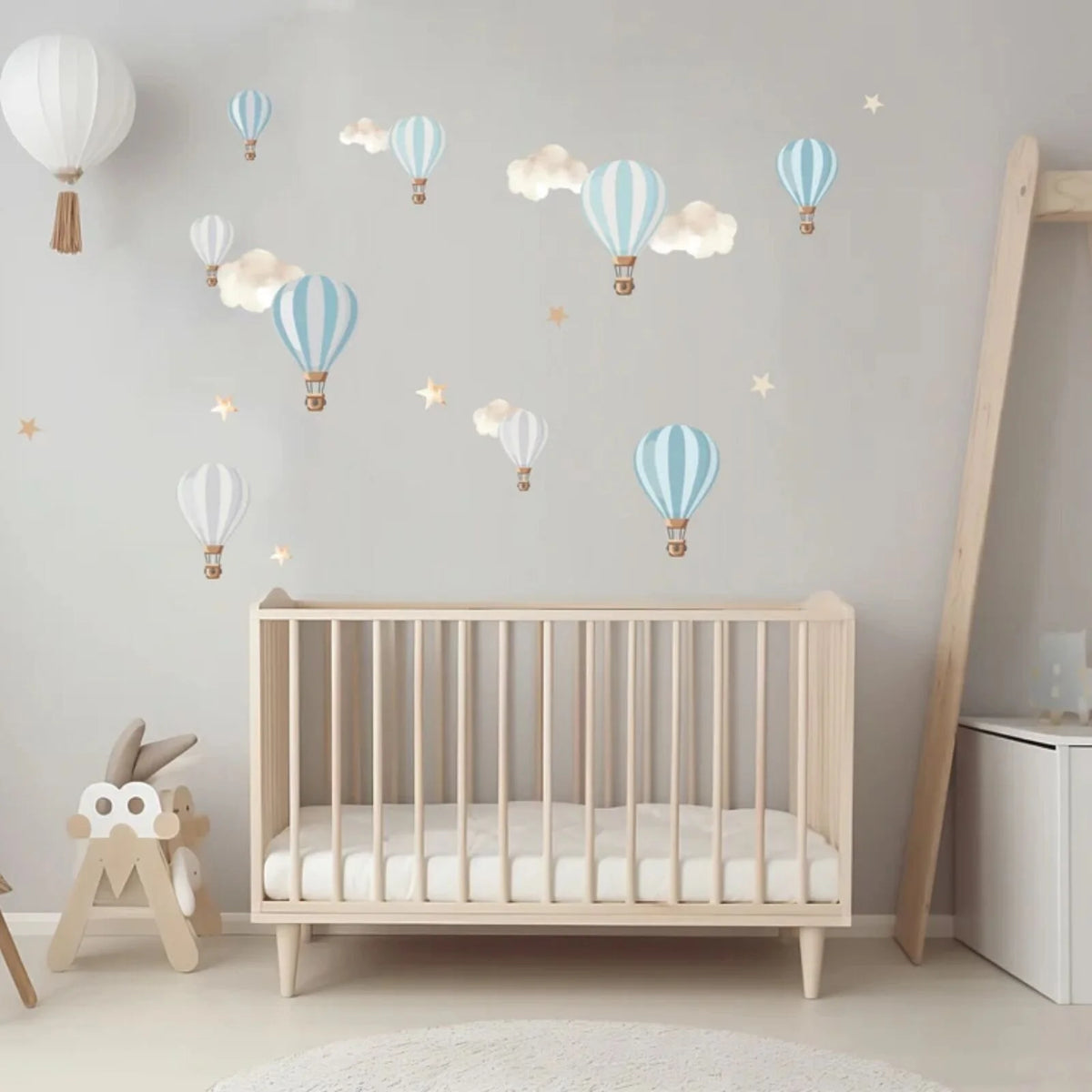 Live Vida Hot Air Balloons Wall Stickers A5 - Blue & Grey - ebebek