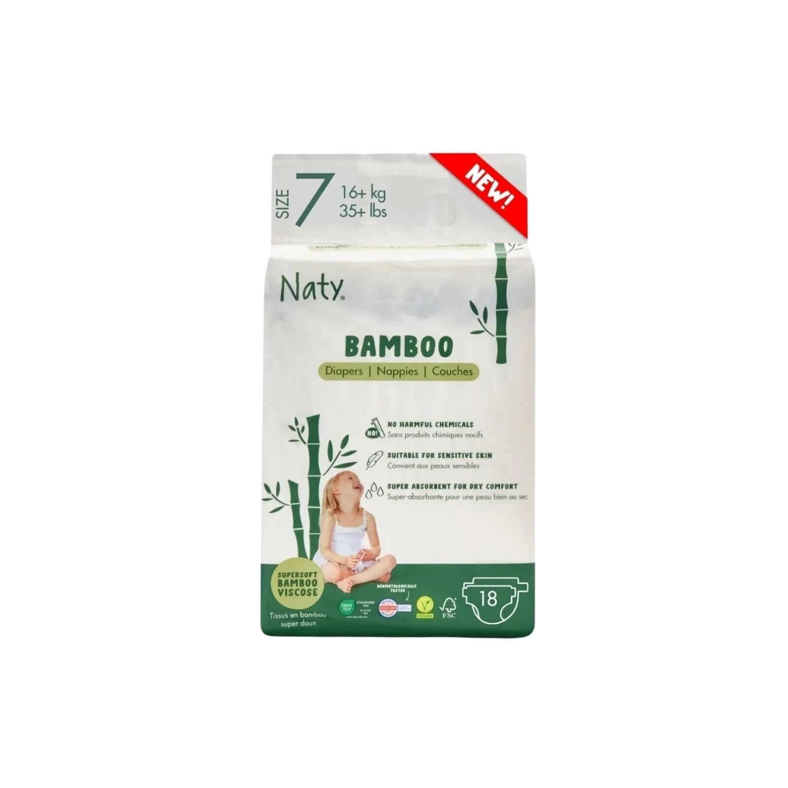 Naty Bamboo Viscose Baby Nappies Size 7 - 18 nappies - ebebek - Black Friday