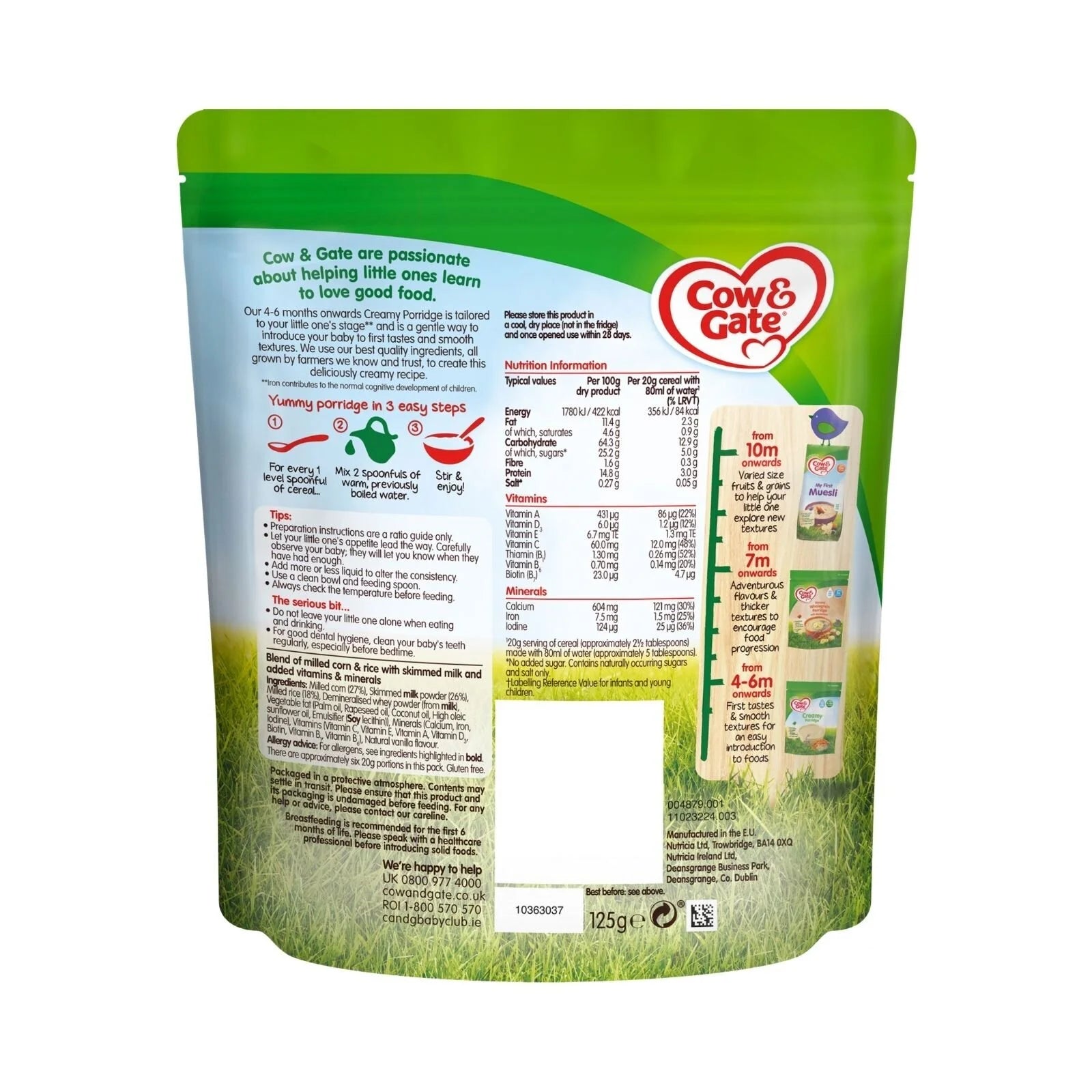 Cow & Gate Stage 1 Creamy Porridge 4 - 6 months 125g - ebebek - Black Friday