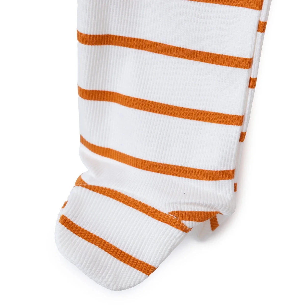 Baby Boy Footed Sleepsuit Striped Zip Fastening Crew Neck - Ecru Ecru - ebebek
