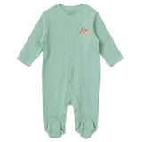 Baby Boy Footed Sleepsuit Dinosaur Print Snap Fastening Crew Neck - Green Printed Green Printed - ebebek
